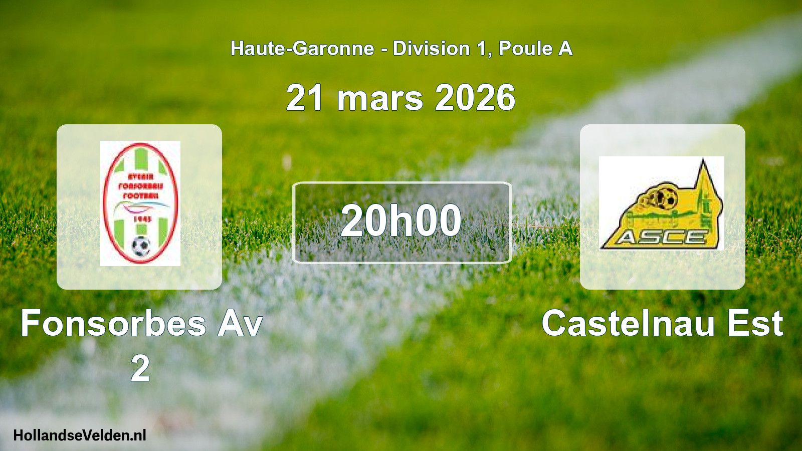 Match programmé: Fonsorbes Av 2 - Castelnau Est (21 mars 2026)