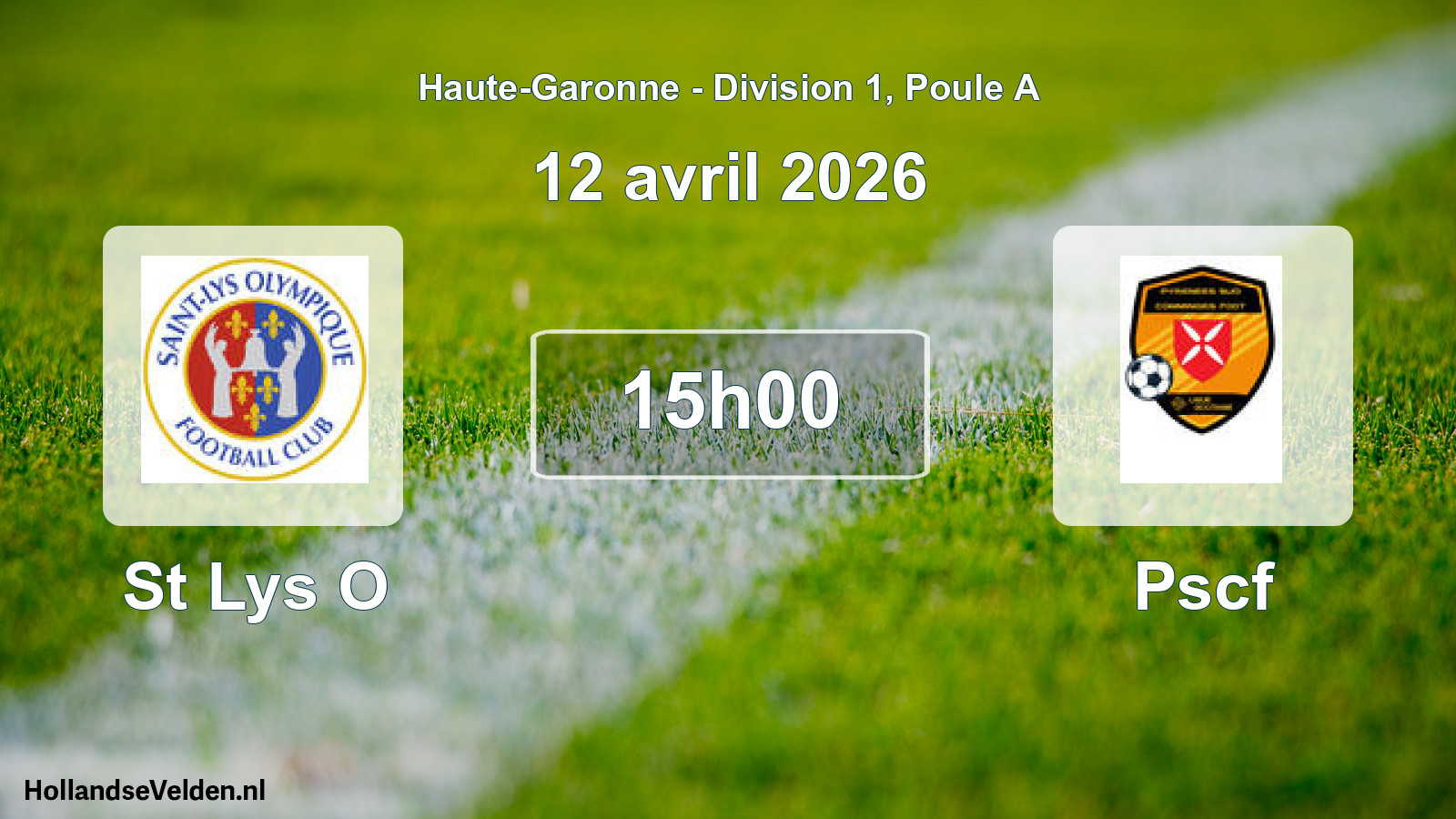 Match programmé: St Lys O - Pscf (12 avril 2026)