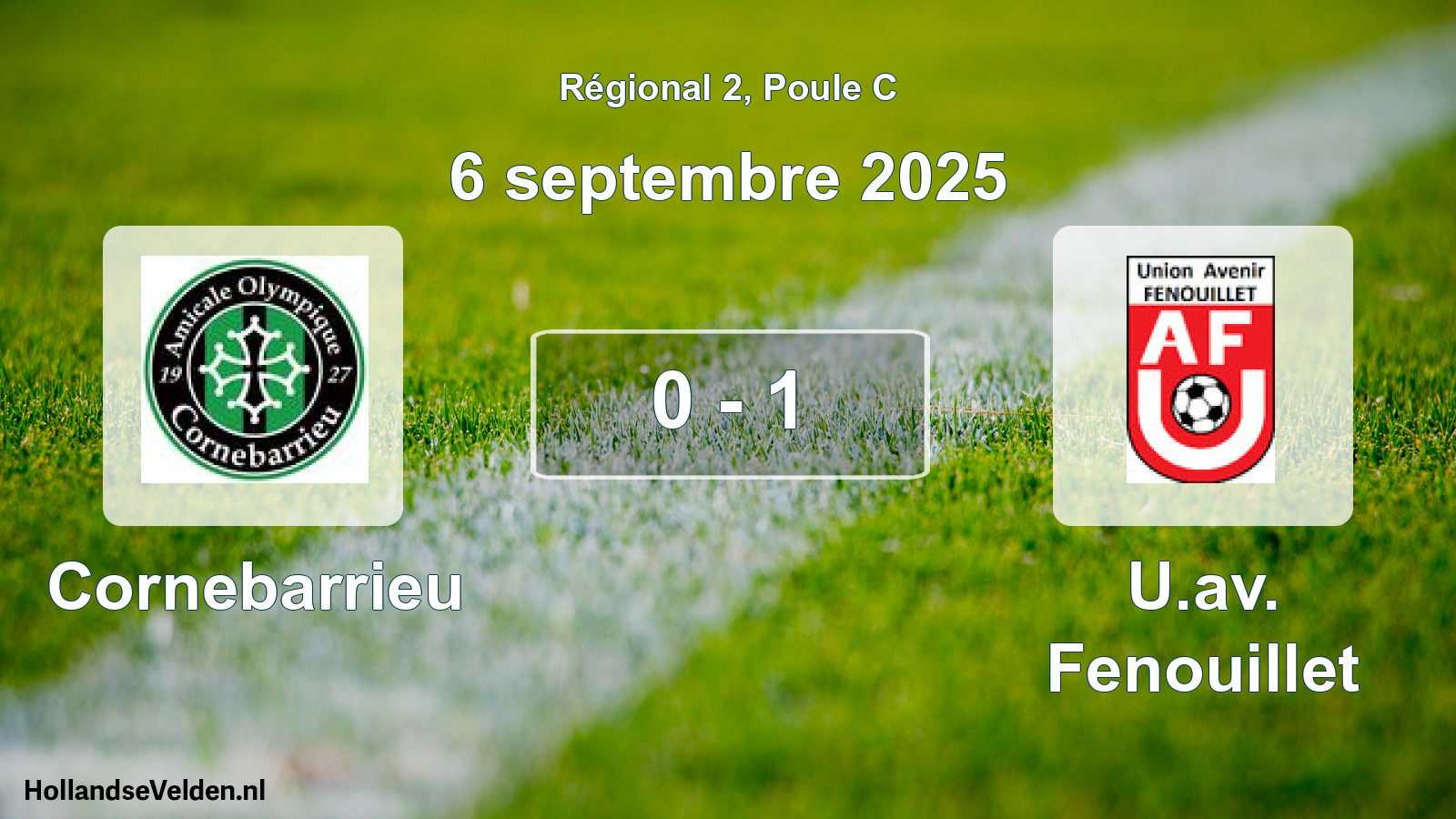 Gespeelde wedstrijd: Cornebarrieu - U.av. Fenouillet 0 - 1 (6 septembre 2025)
