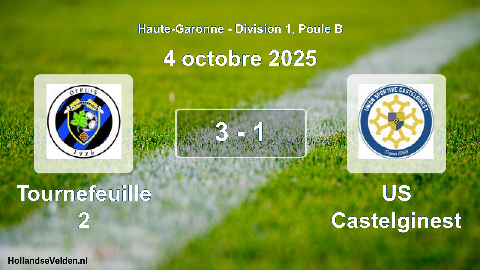 Total number of matches played: Tournefeuille 2 - US Castelginest 3 - 1 (4 October 2025)