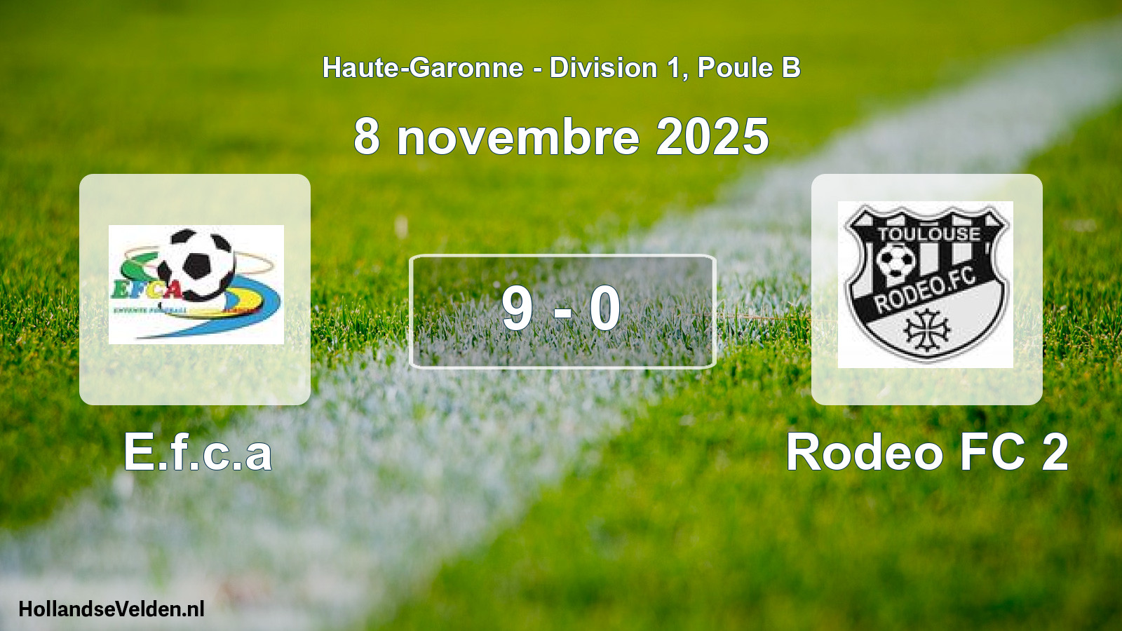 Match joué: E.f.c.a - Rodeo FC 2 9 - 0 (8 novembre 2025)
