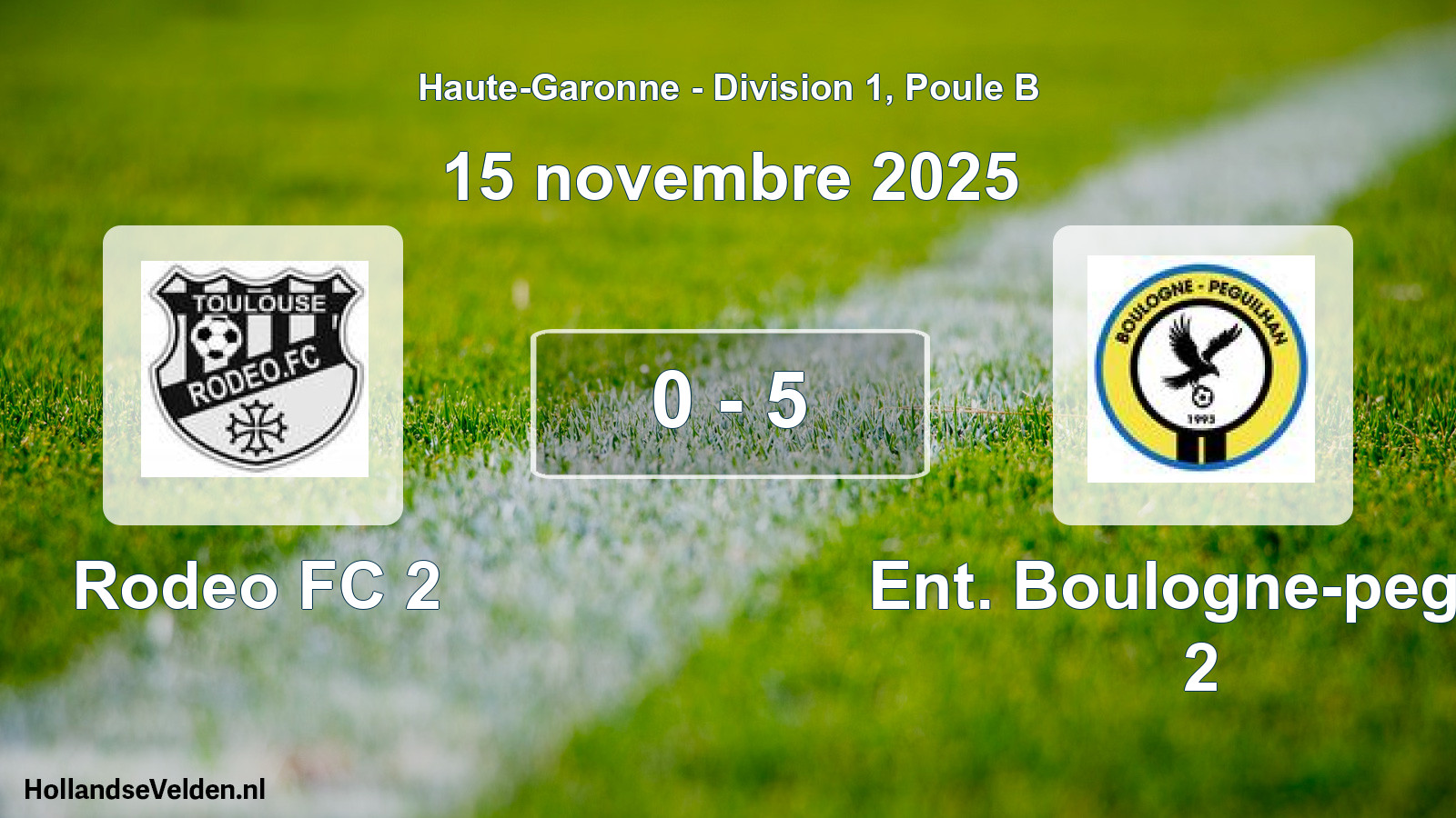 Match joué: Rodeo FC 2 - Ent. Boulogne-peguil 2 0 - 5 (15 novembre 2025)