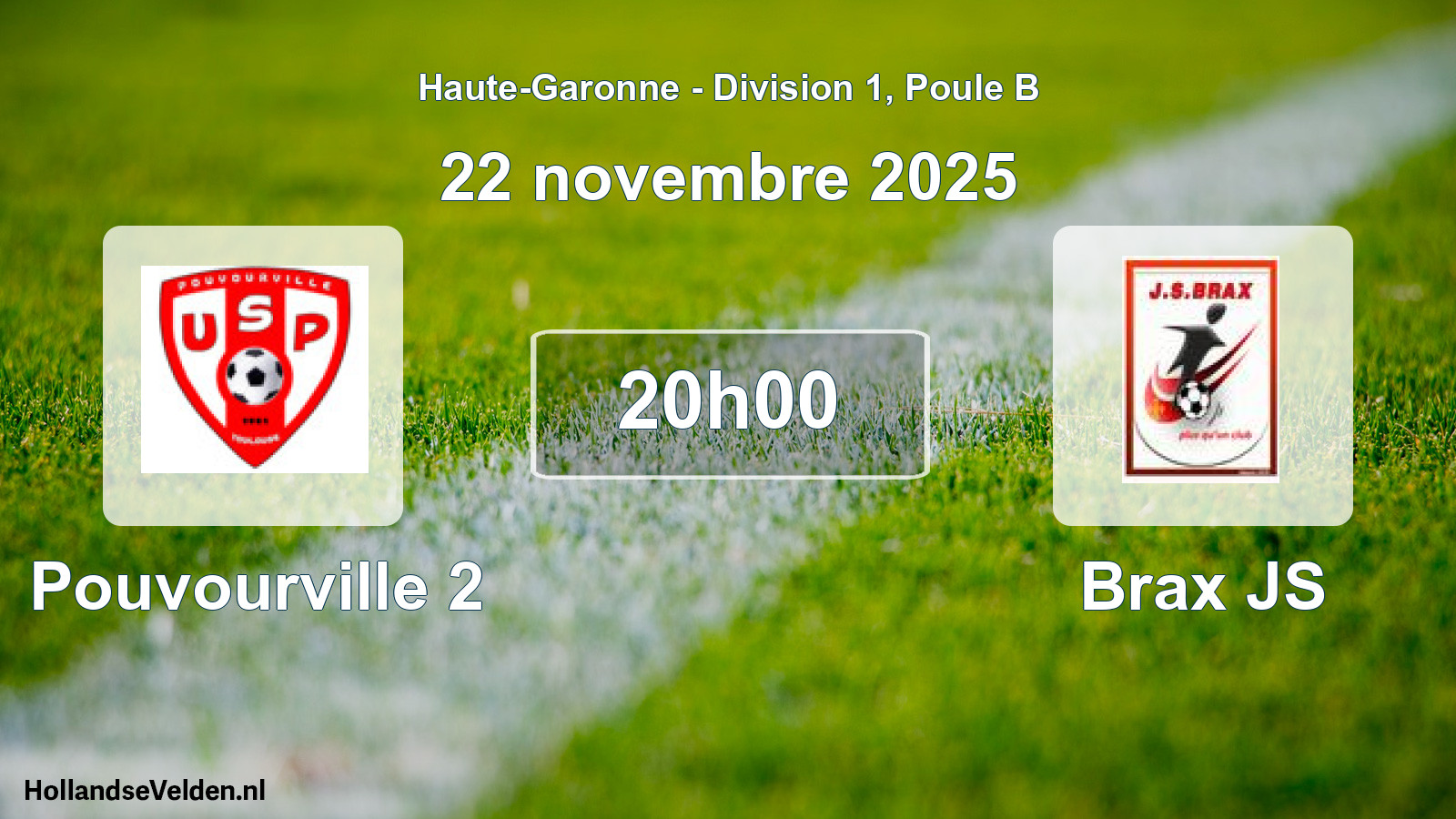Match programmé: Pouvourville 2 - Brax JS (22 novembre 2025)