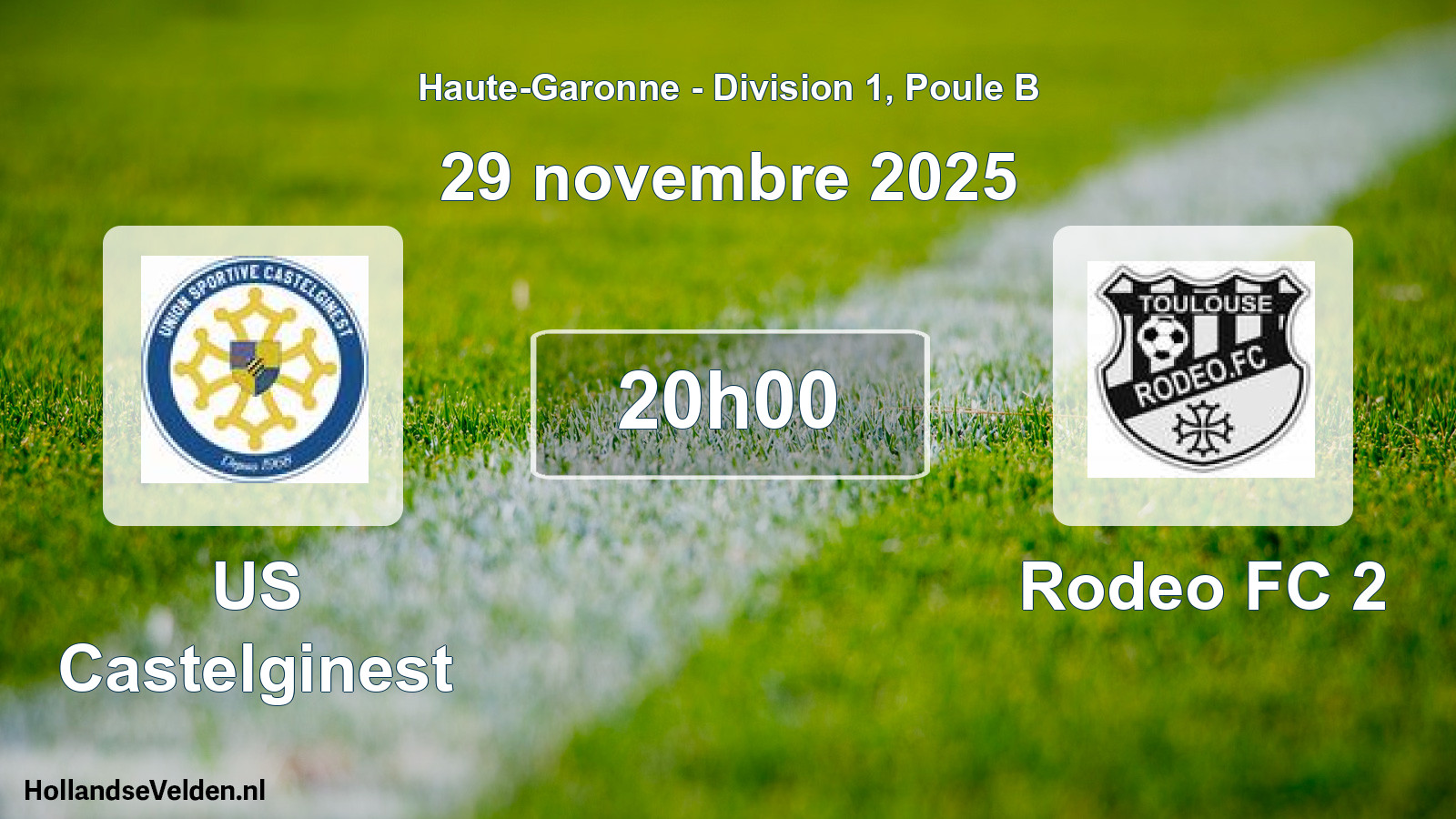 Match programmé: US Castelginest - Rodeo FC 2 (29 novembre 2025)