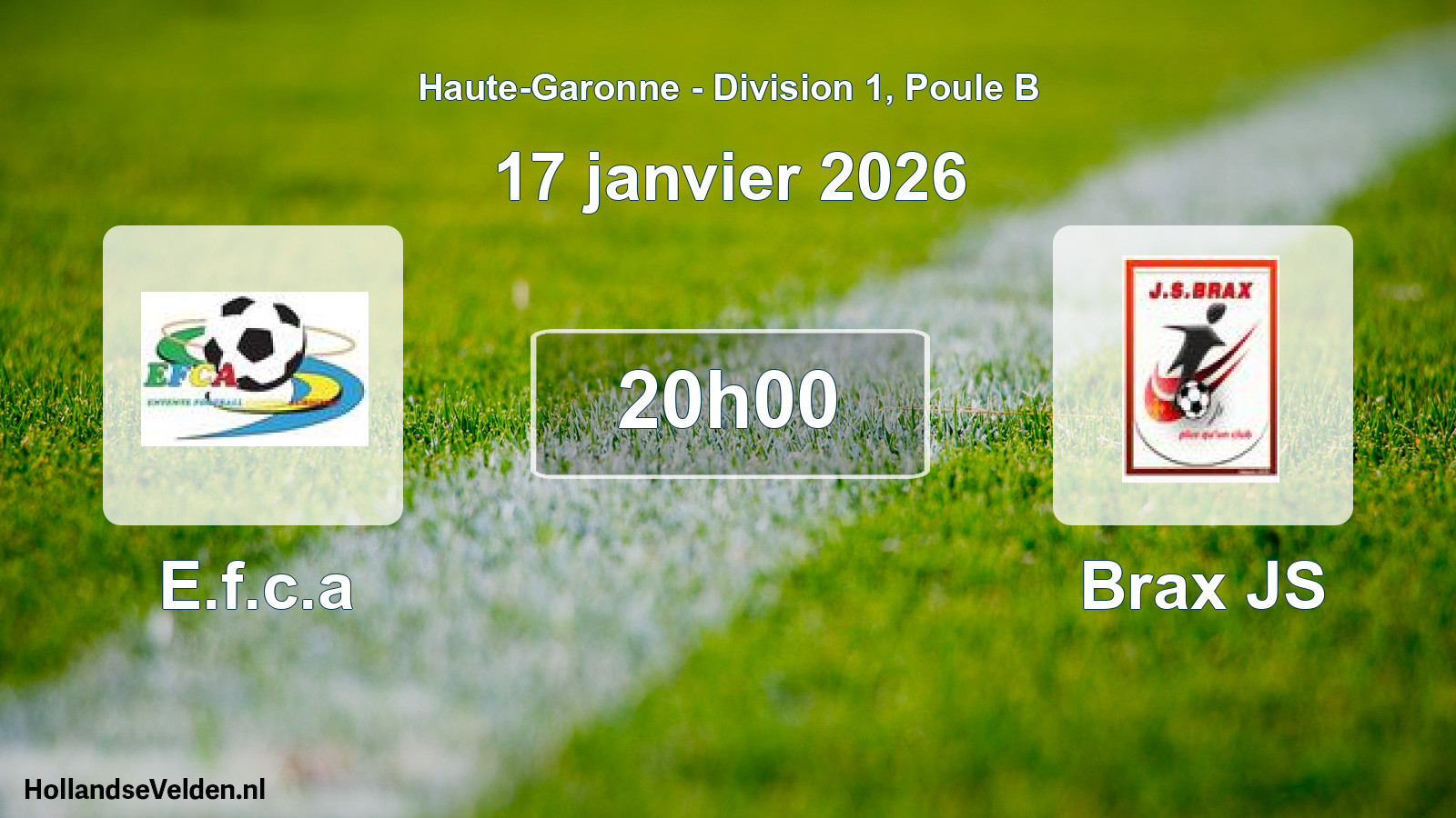 Match programmé: E.f.c.a - Brax JS (17 janvier 2026)