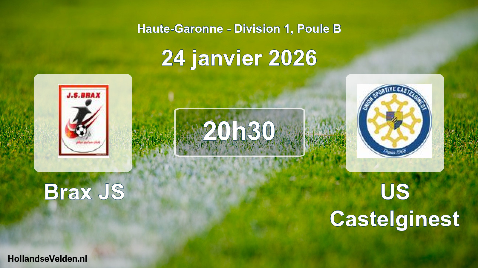 Match programmé: Brax JS - US Castelginest (24 janvier 2026)