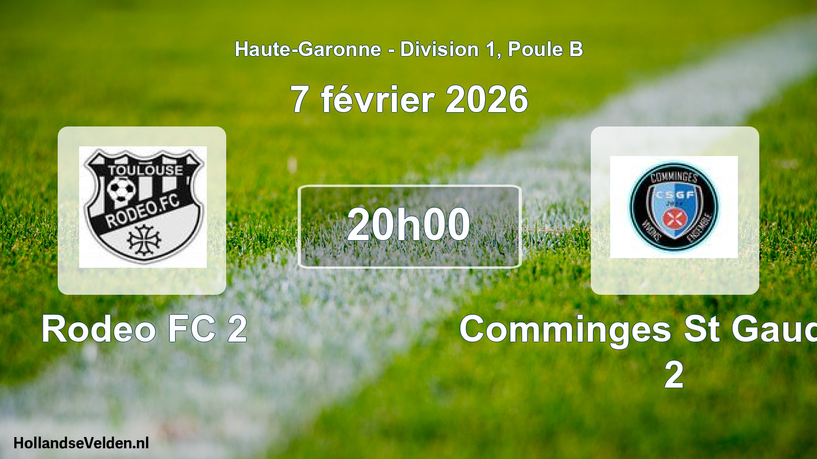 Match programmé: Rodeo FC 2 - Comminges St Gaudens 2 (7 février 2026)