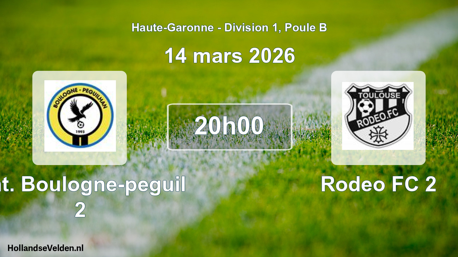 Geplande wedstrijd: Ent. Boulogne-peguil 2 - Rodeo FC 2 (14 maart 2026)