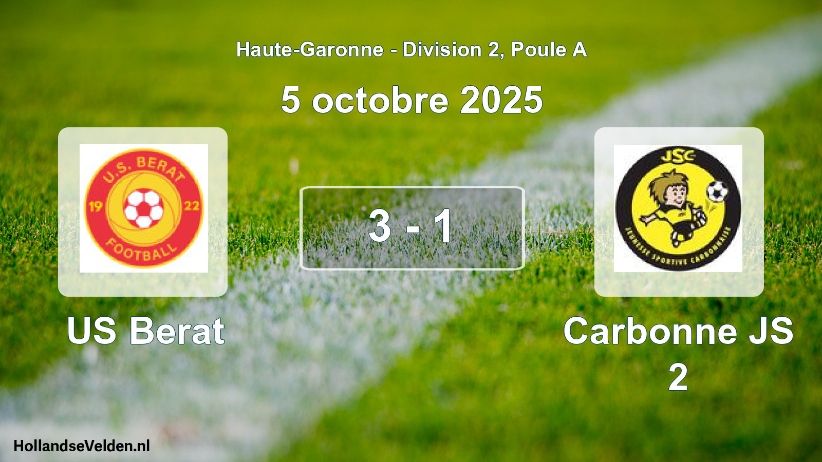 Match joué: US Berat - Carbonne JS 2 3 - 1 (5 octobre 2025)