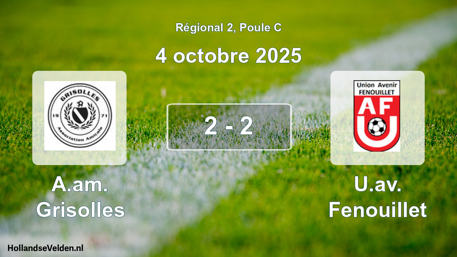 Gespeelde wedstrijd: A.am. Grisolles - U.av. Fenouillet 2 - 2 (4 octobre 2025)