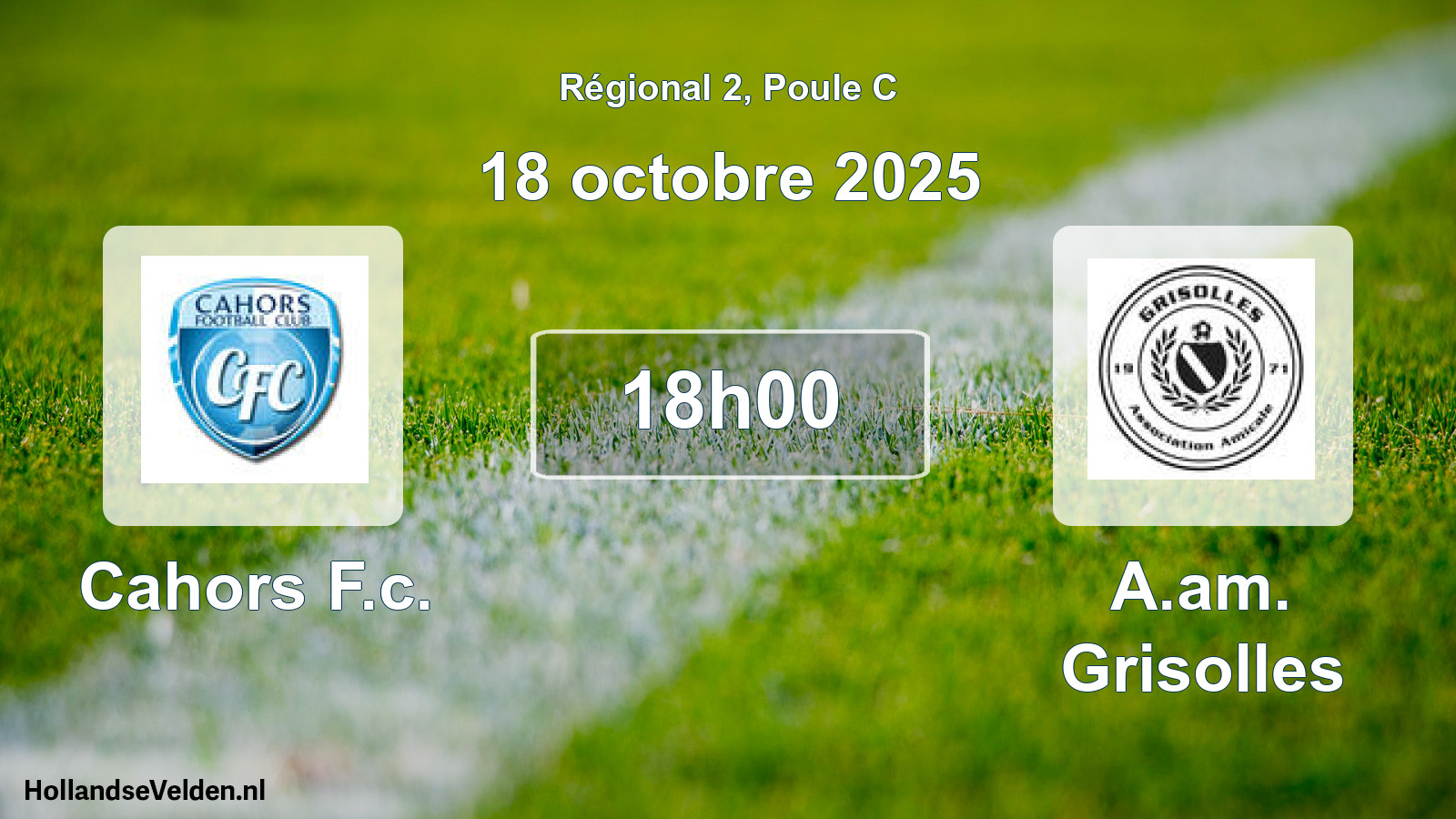 Geplande wedstrijd: Cahors F.c. - A.am. Grisolles (18 octobre 2025)