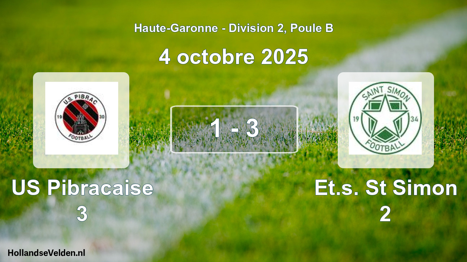 Match joué: US Pibracaise 3 - Et.s. St Simon 2 1 - 3 (4 octobre 2025)