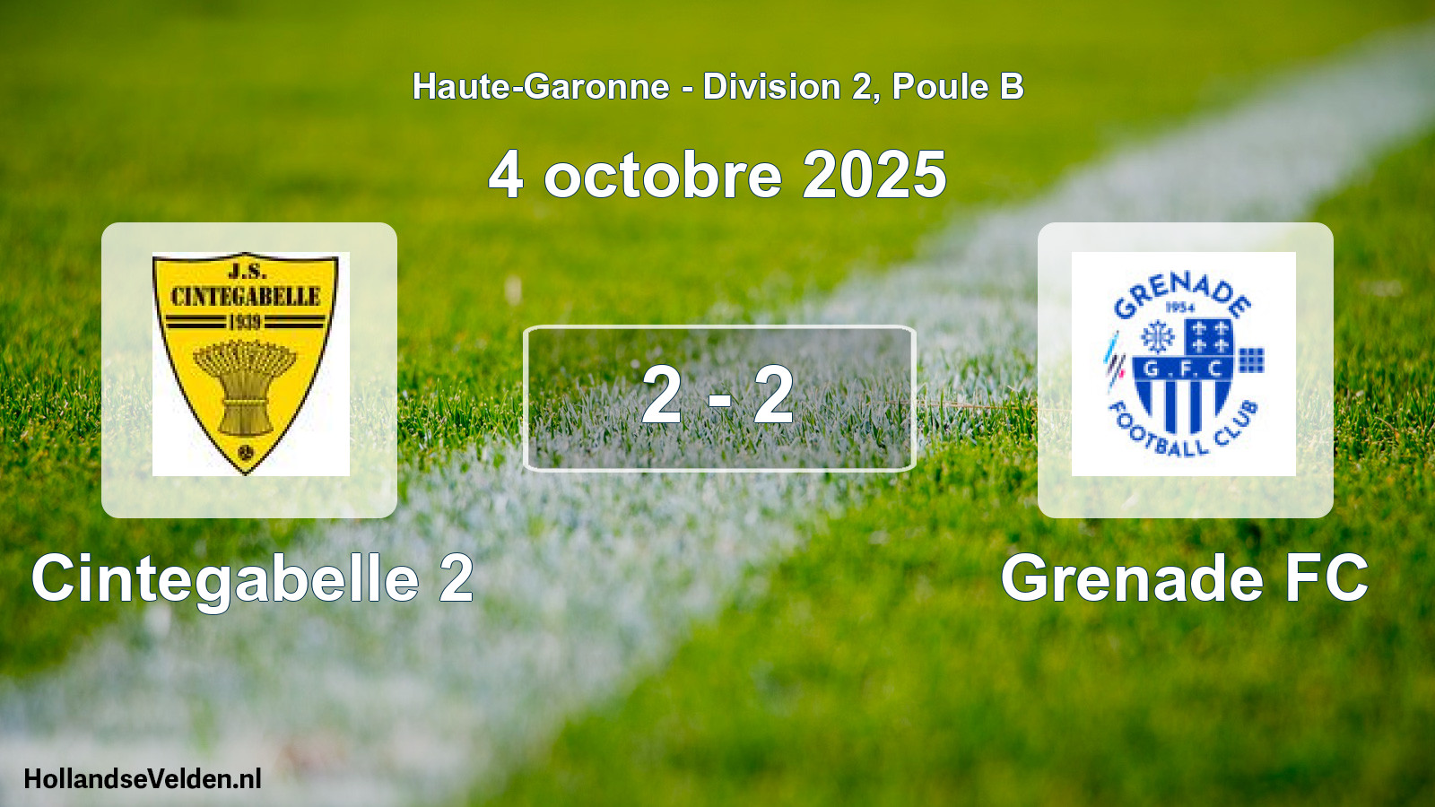 Match joué: Cintegabelle 2 - Grenade FC 2 - 2 (4 octobre 2025)