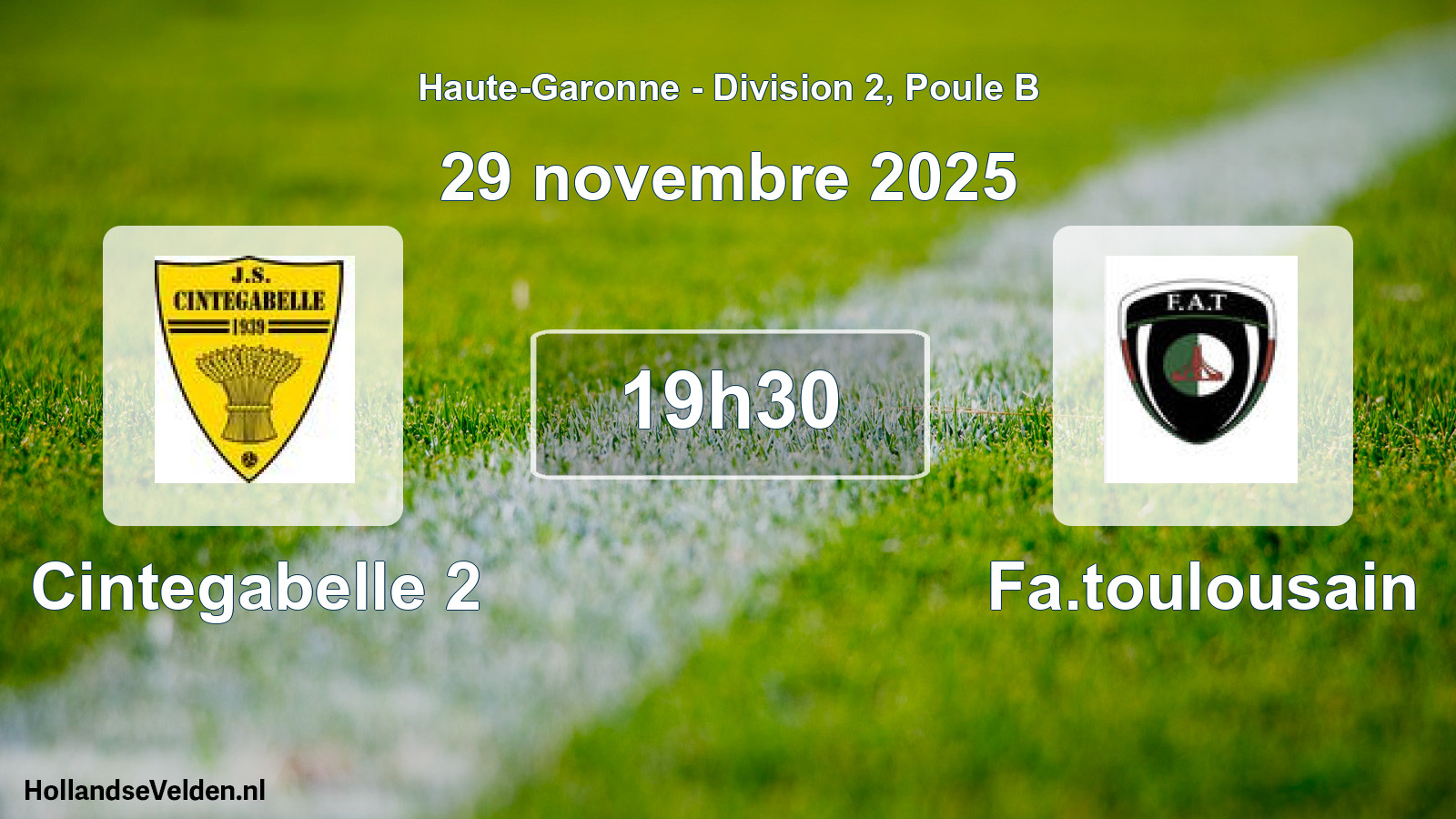 Match programmé: Cintegabelle 2 - Fa.toulousain (29 novembre 2025)