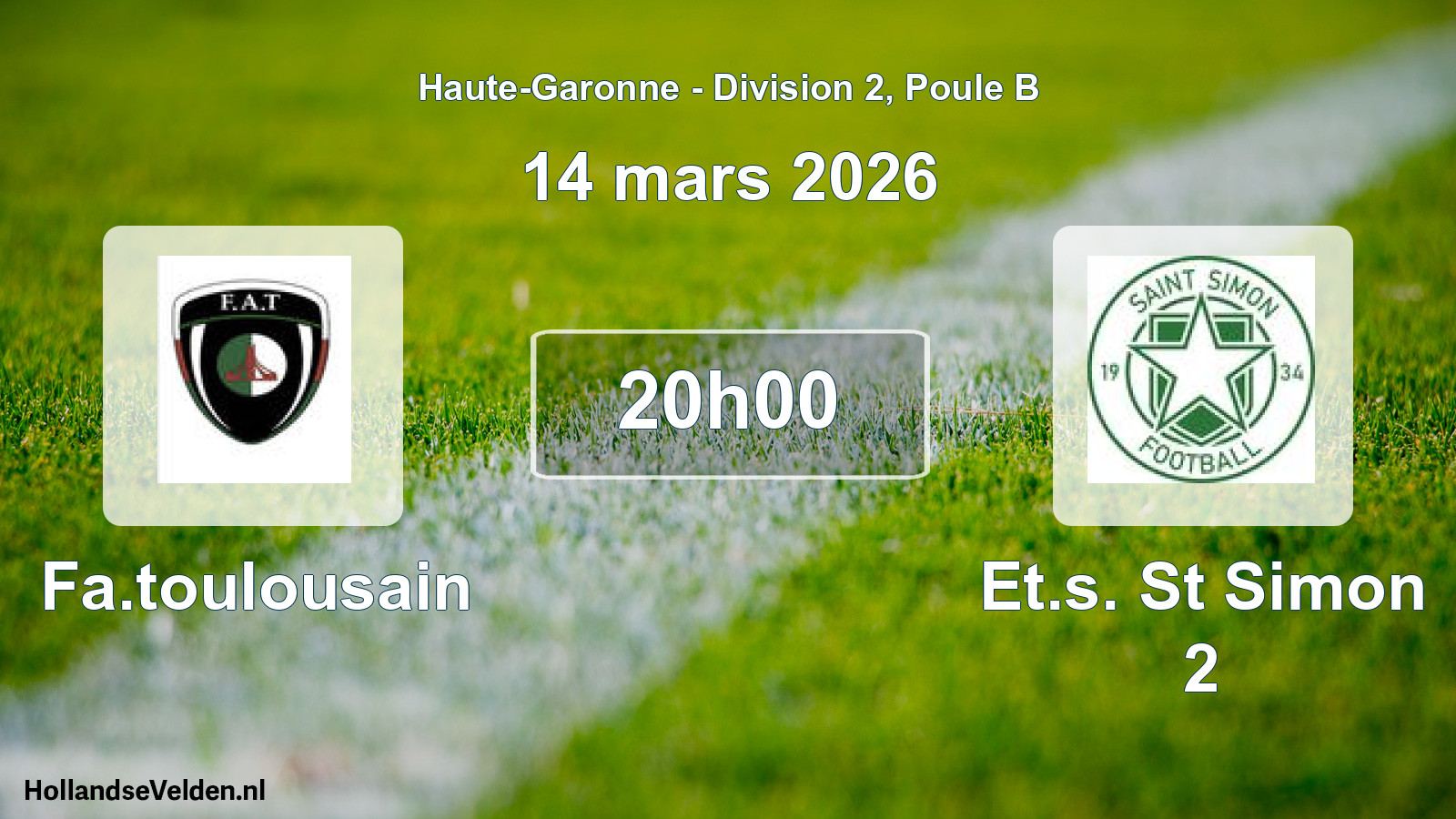 Geplande wedstrijd: Fa.toulousain - Et.s. St Simon 2 (14 maart 2026)