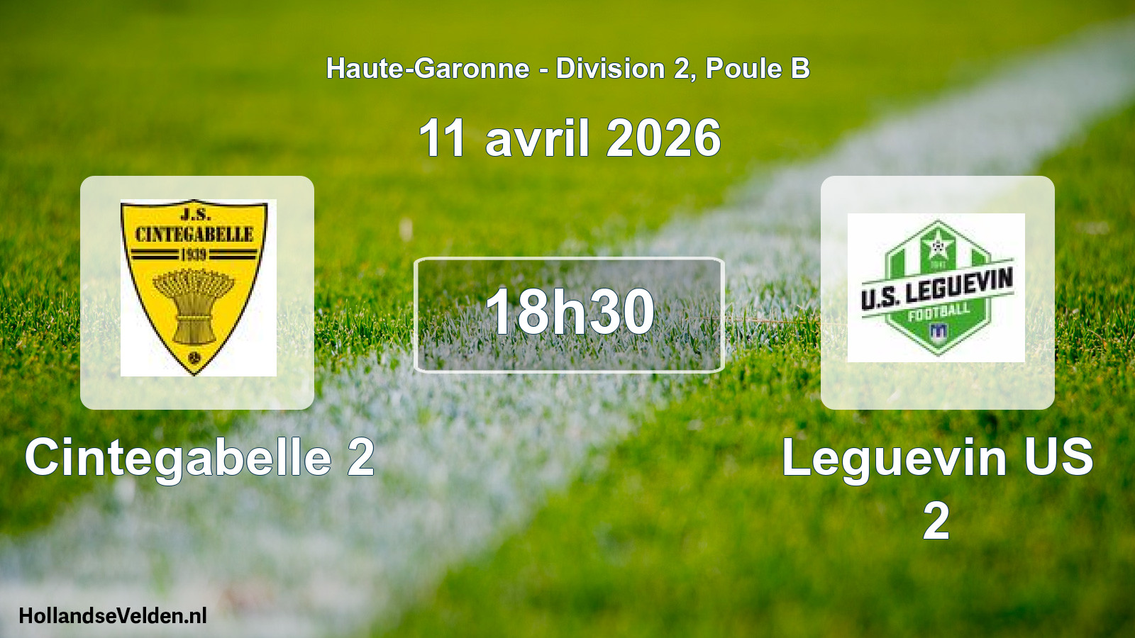 Match programmé: Cintegabelle 2 - Leguevin US 2 (11 avril 2026)