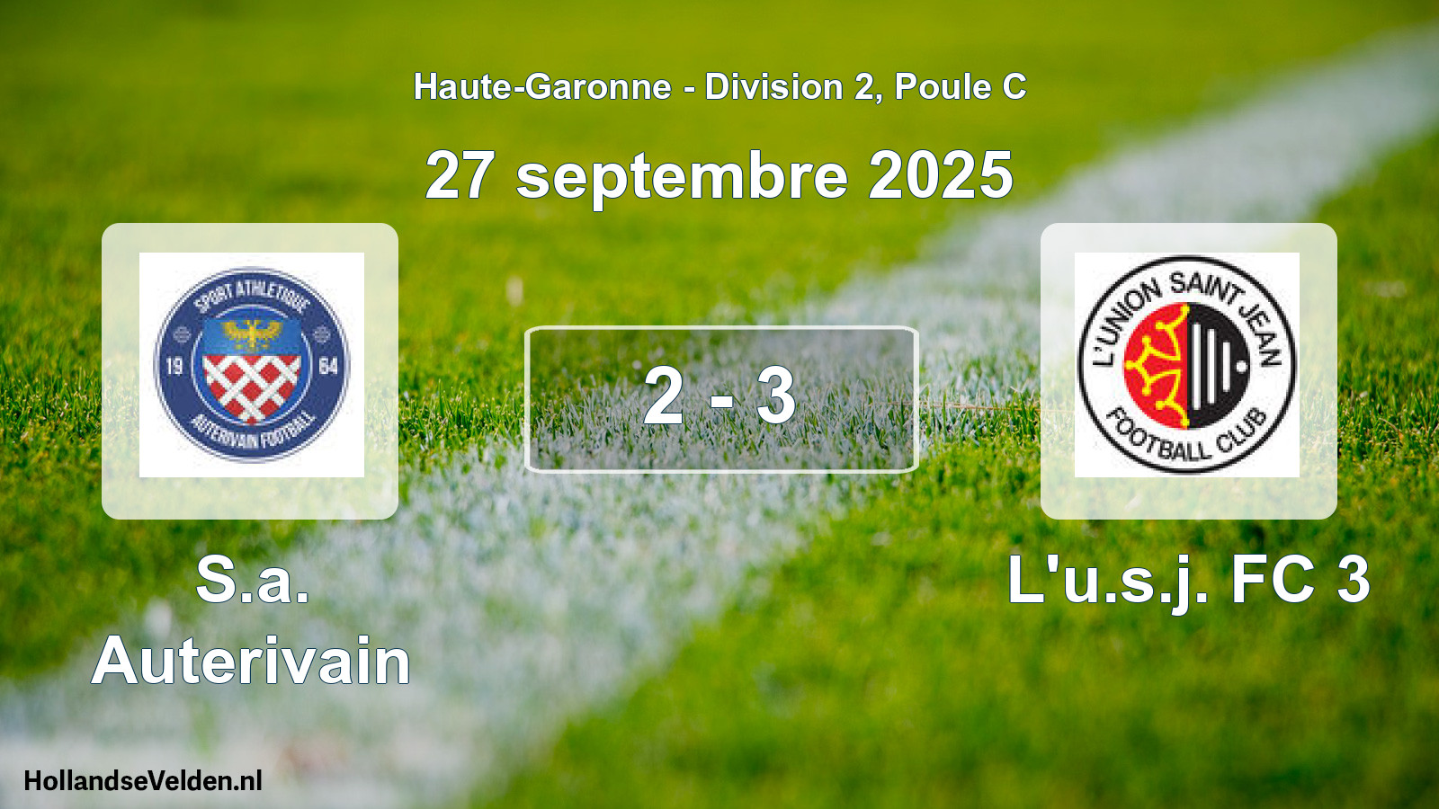 Match joué: S.a. Auterivain - L'u.s.j. FC 3 2 - 3 (27 septembre 2025)