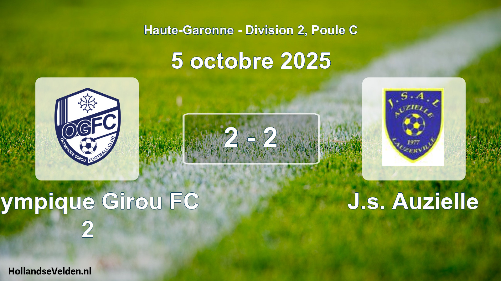 Match joué: Olympique Girou FC 2 - J.s. Auzielle 2 - 2 (5 octobre 2025)