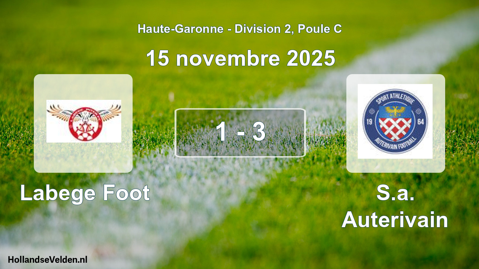 Match joué: Labege Foot - S.a. Auterivain 1 - 3 (15 novembre 2025)