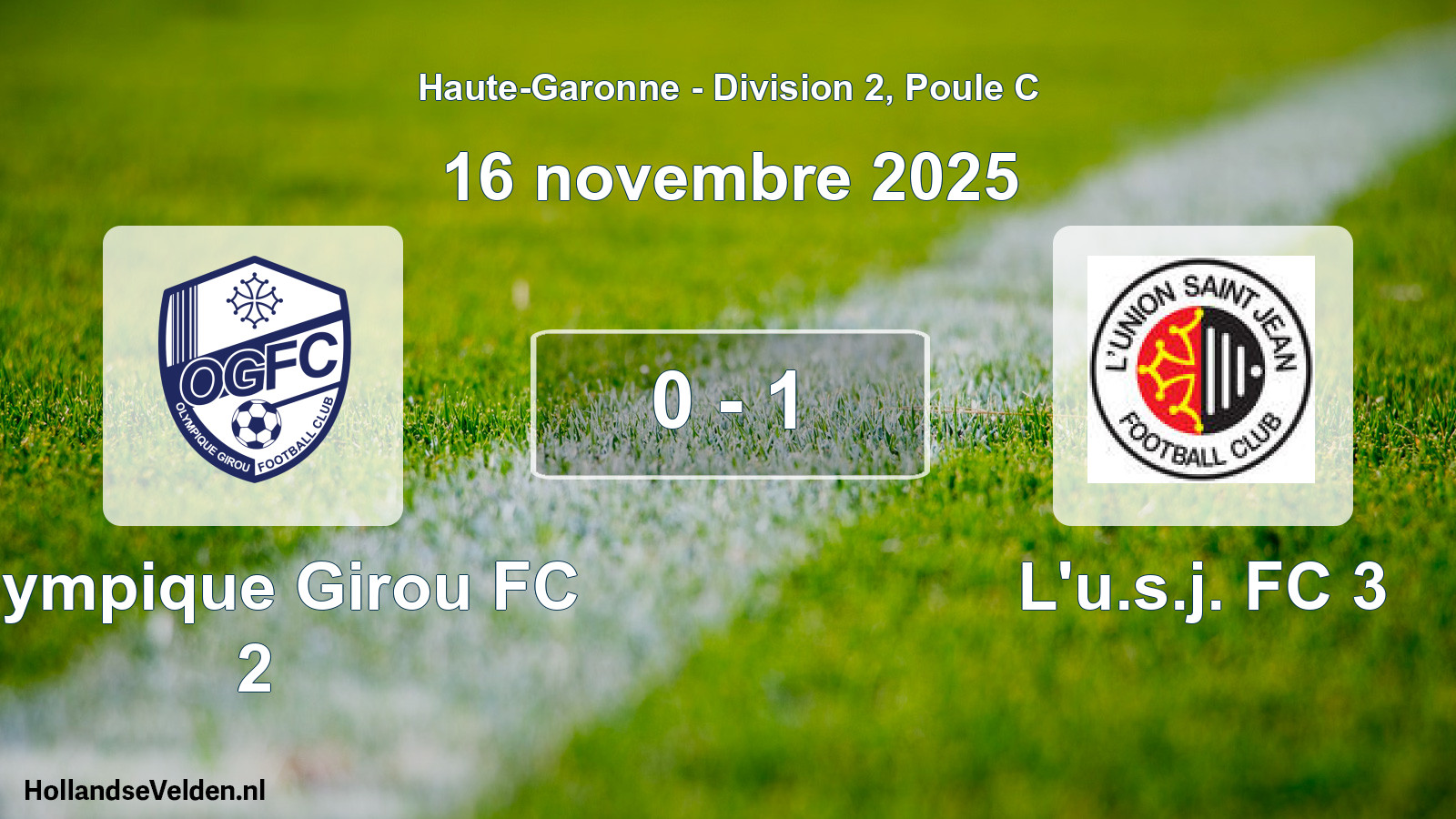 Total number of matches played: Olympique Girou FC 2 - L'u.s.j. FC 3 0 - 1 (16 November 2025)