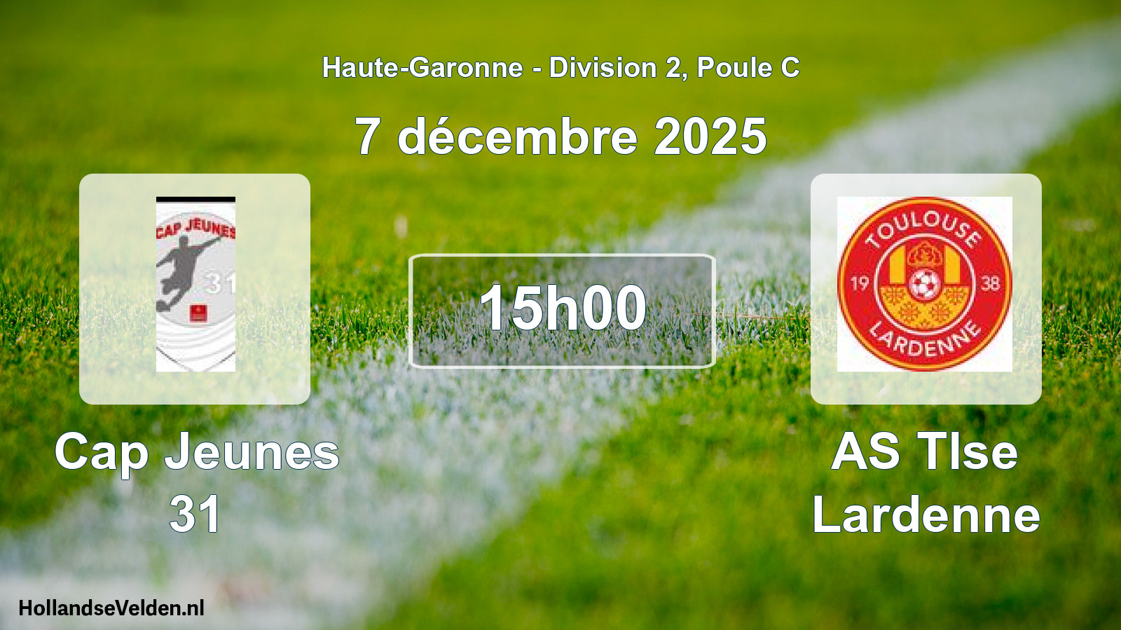 Match programmé: Cap Jeunes 31 - AS Tlse Lardenne (7 décembre 2025)