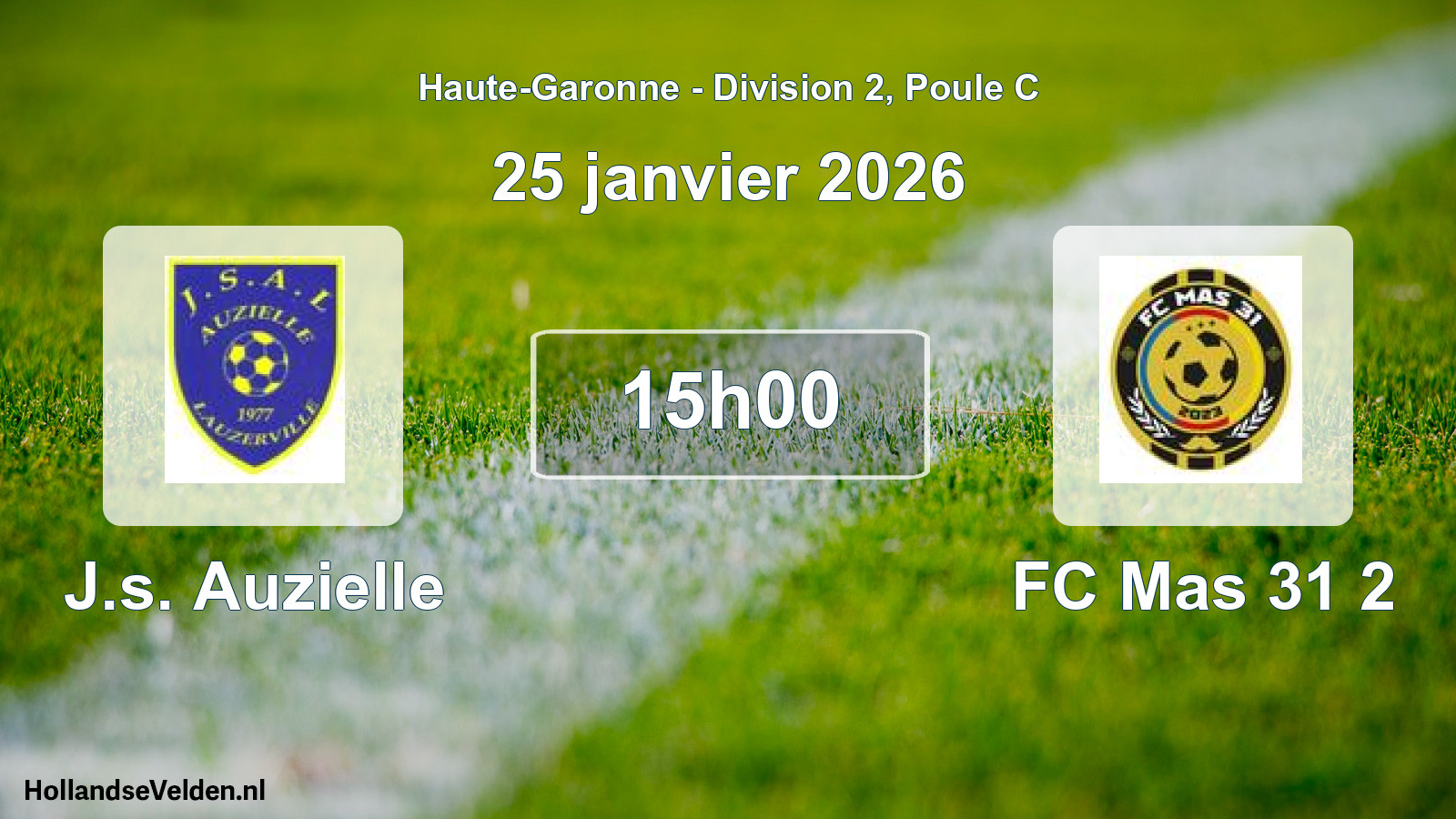 Match programmé: J.s. Auzielle - FC Mas 31 2 (25 janvier 2026)
