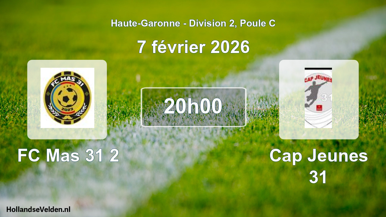 Match programmé: FC Mas 31 2 - Cap Jeunes 31 (7 février 2026)