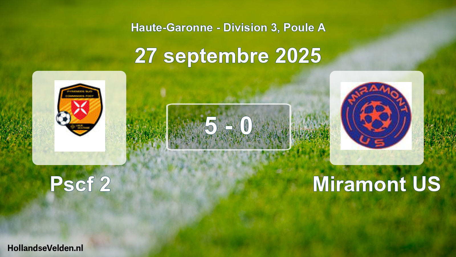Total number of matches played: Pscf 2 - Miramont US 5 - 0 (27 September 2025)