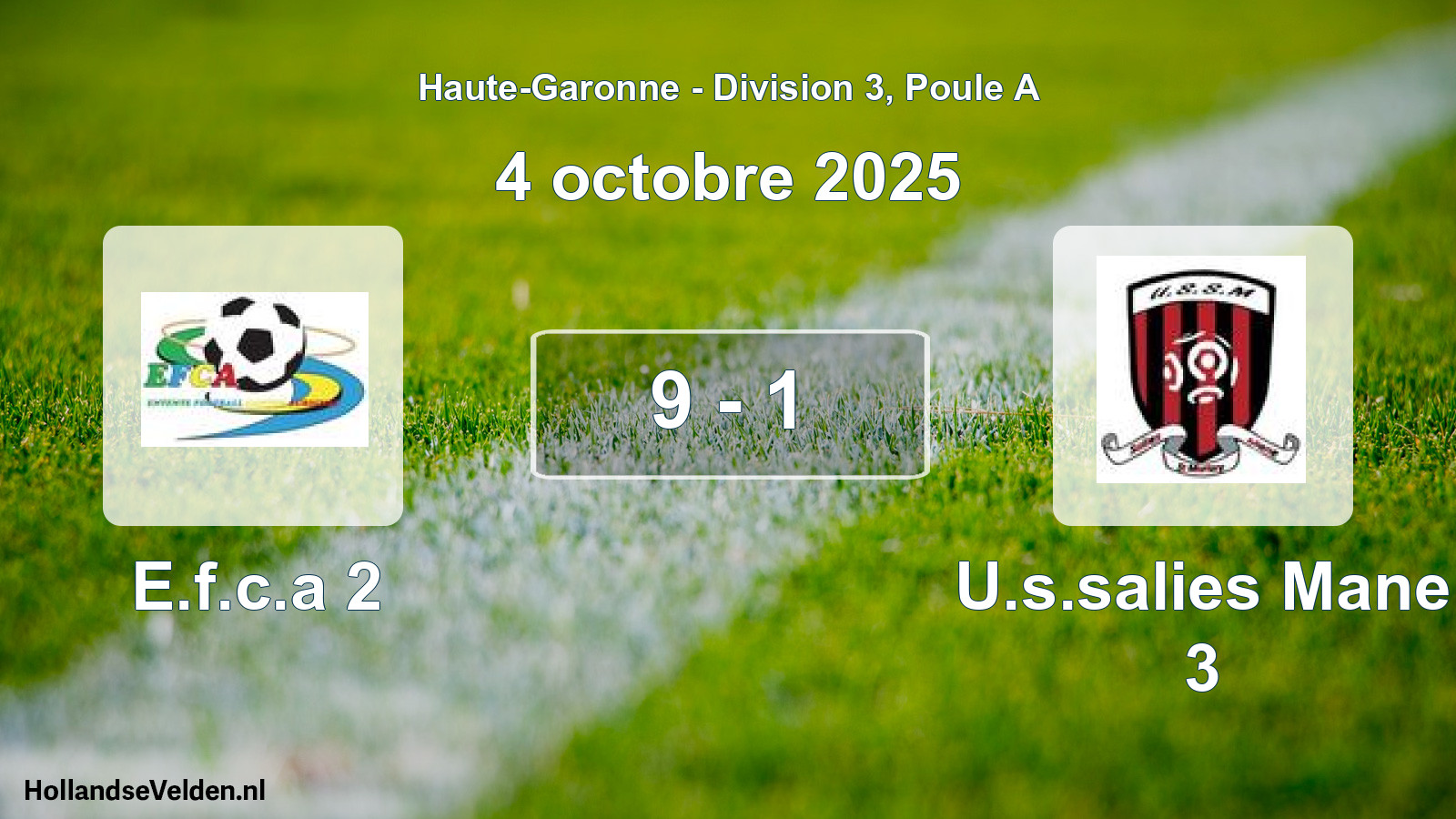 Match joué: E.f.c.a 2 - U.s.salies Mane 3 9 - 1 (4 octobre 2025)