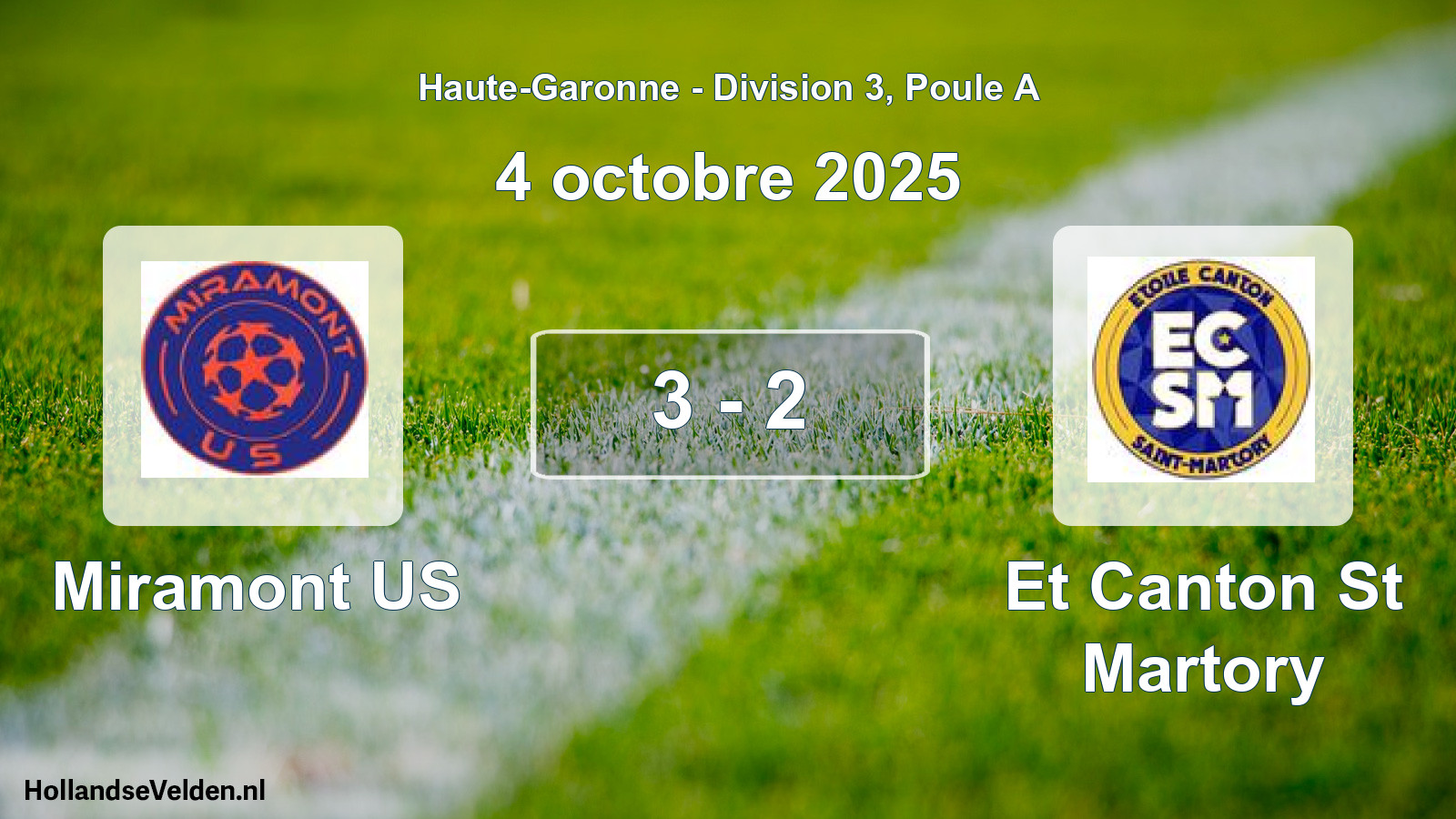Total number of matches played: Miramont US - Et Canton St Martory 3 - 2 (4 October 2025)