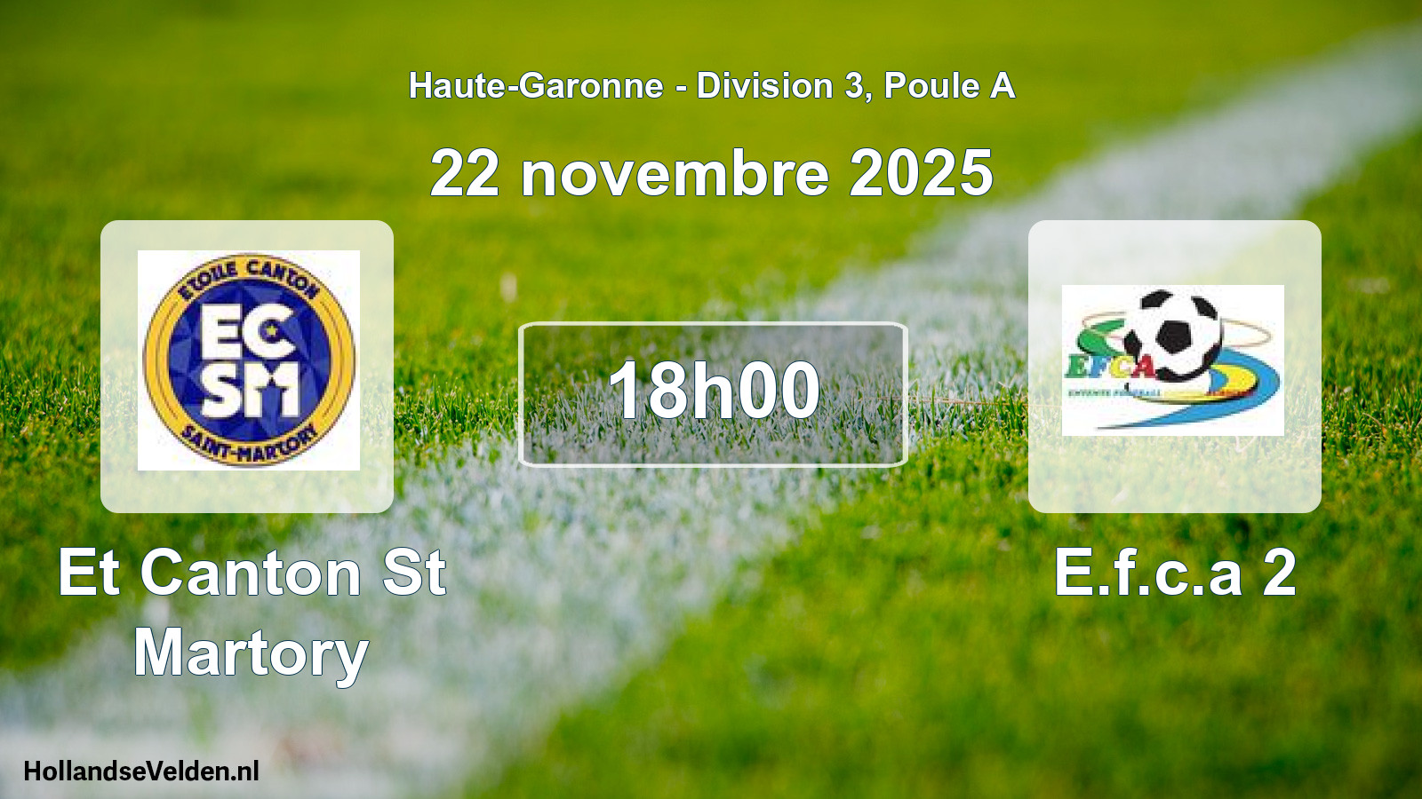 Match programmé: Et Canton St Martory - E.f.c.a 2 (22 novembre 2025)