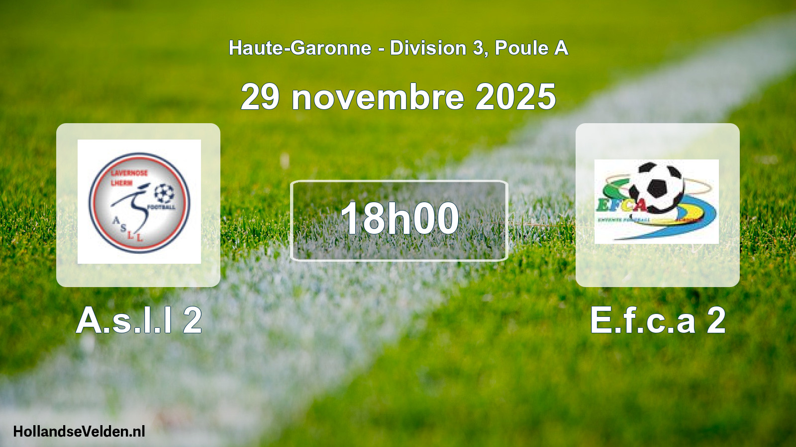 Geplande wedstrijd: A.s.l.l 2 - E.f.c.a 2 (29 november 2025)