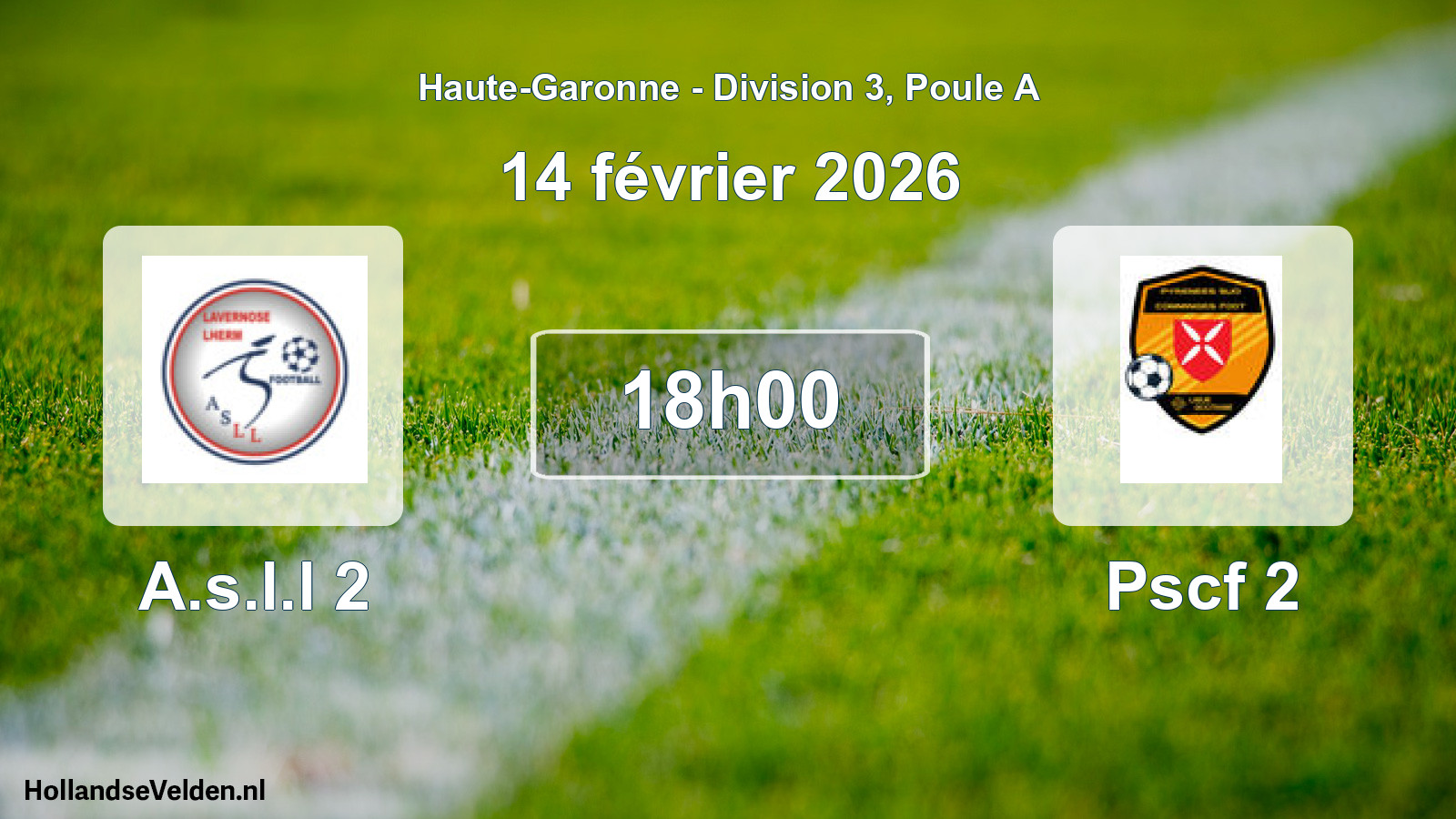 Geplande wedstrijd: A.s.l.l 2 - Pscf 2 (14 februari 2026)