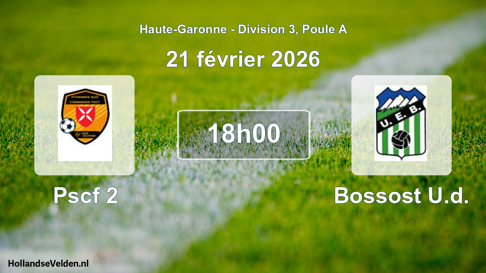 Match programmé: Pscf 2 - Bossost U.d. (21 février 2026)