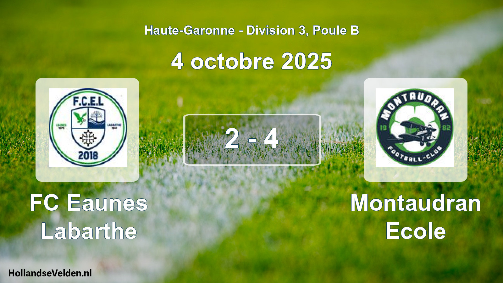 Gespeelde wedstrijd: FC Eaunes Labarthe - Montaudran Ecole 2 - 4 (4 oktober 2025)