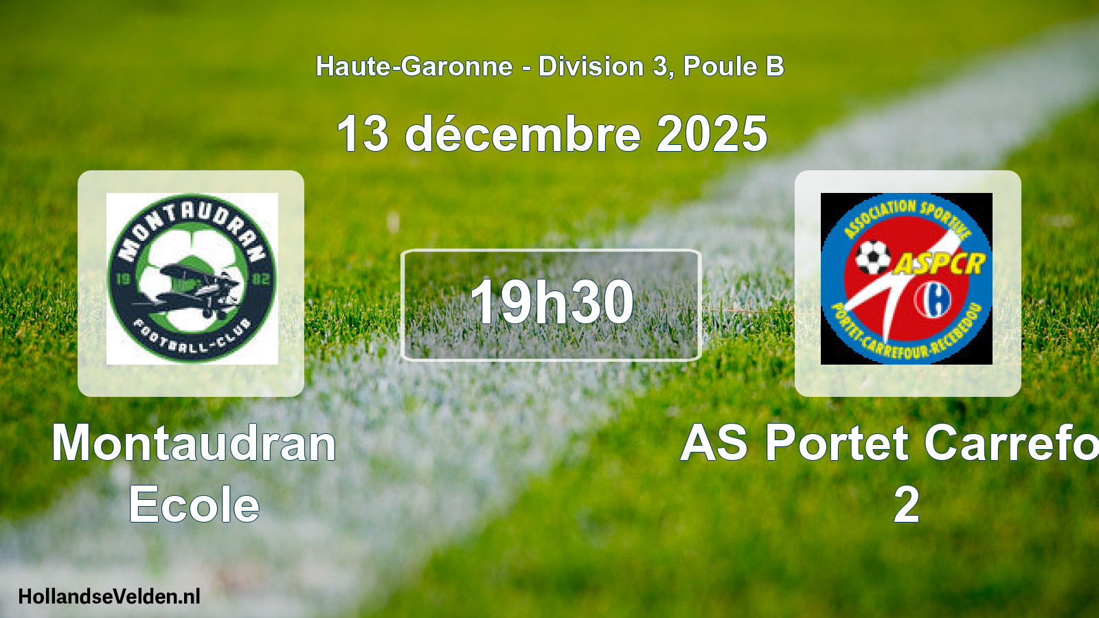 Match programmé: Montaudran Ecole - AS Portet Carrefou 2 (13 décembre 2025)