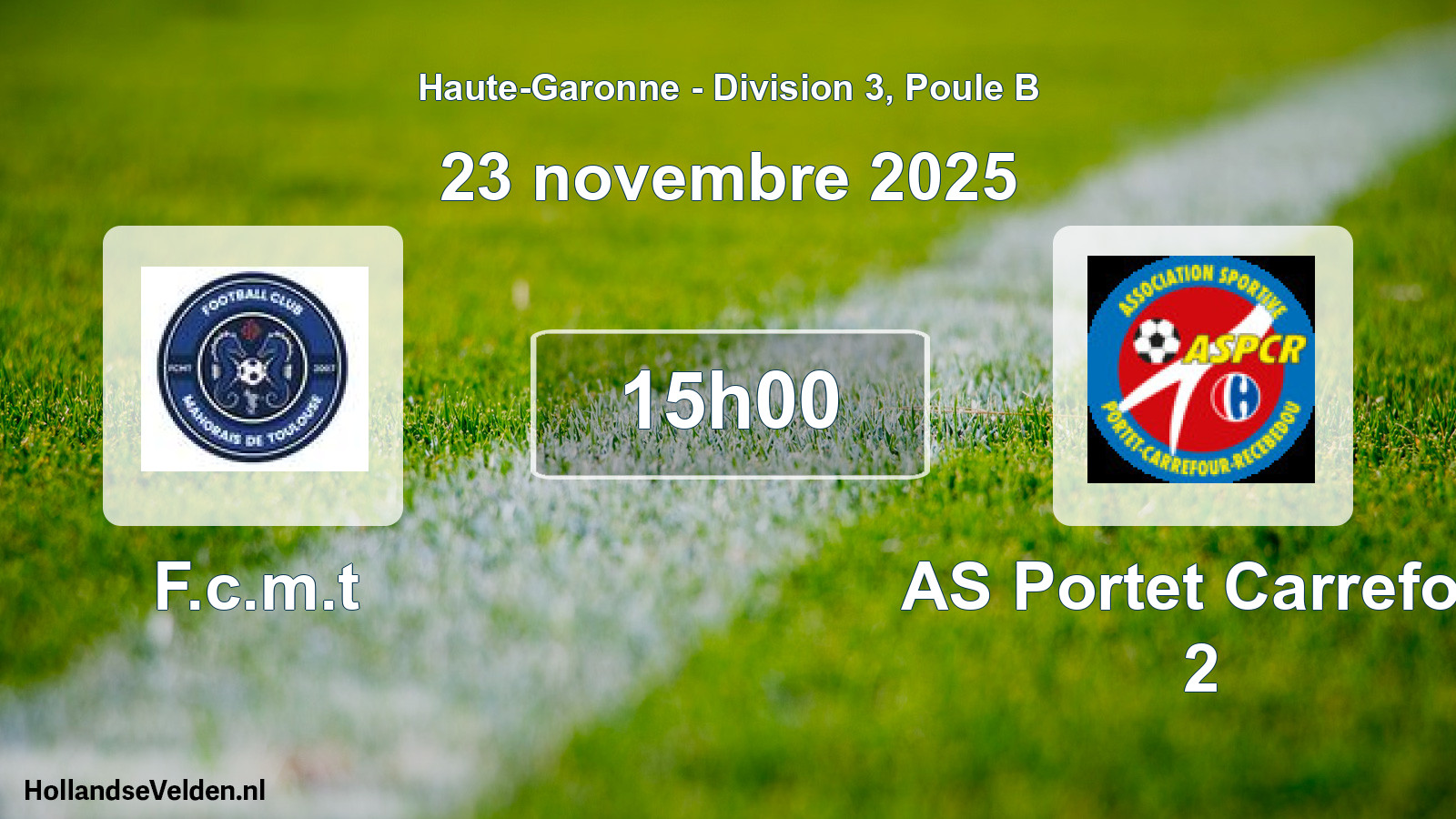 Match programmé: F.c.m.t - AS Portet Carrefou 2 (23 novembre 2025)