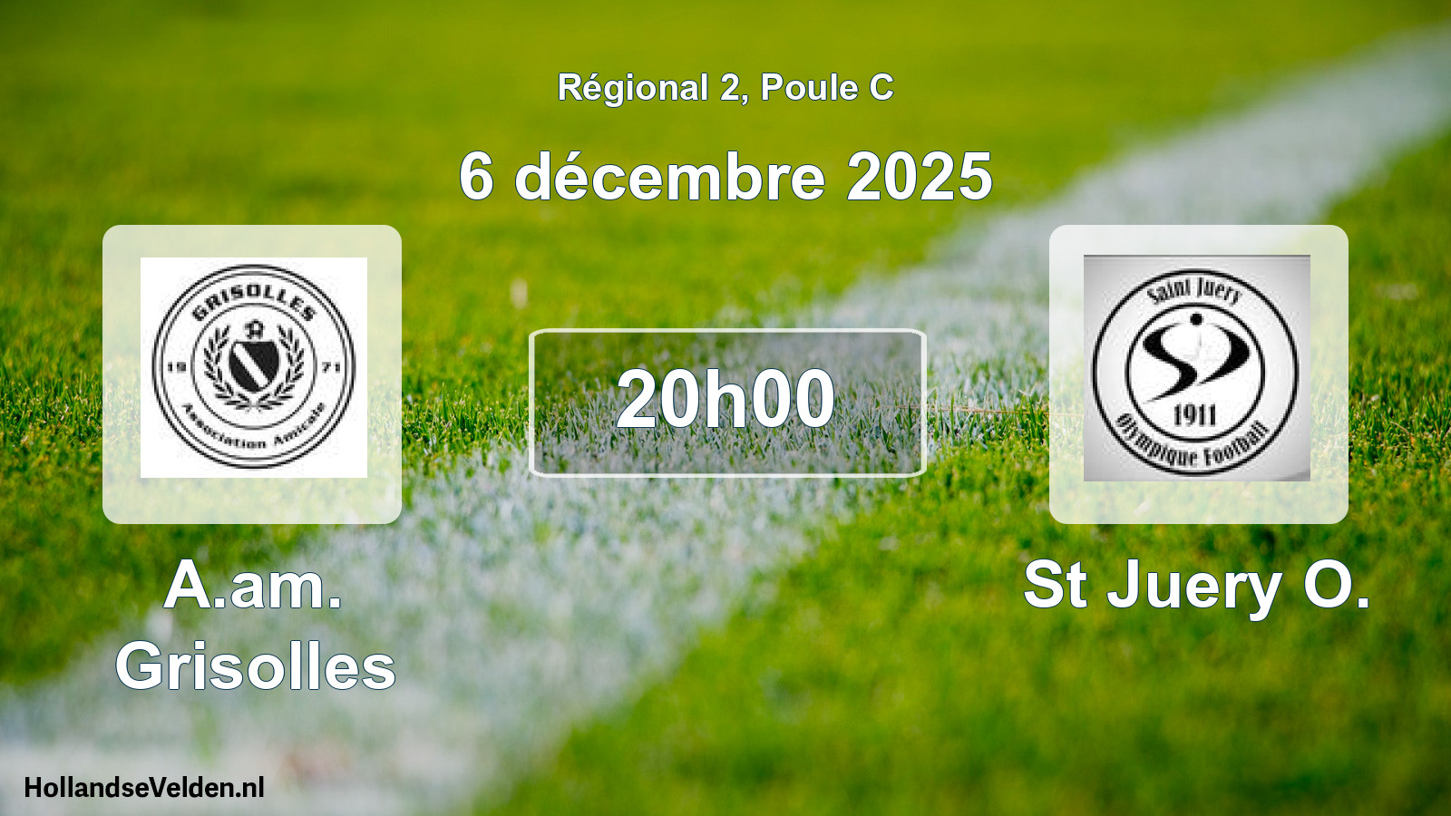 Geplande wedstrijd: A.am. Grisolles - St Juery O. (6 décembre 2025)