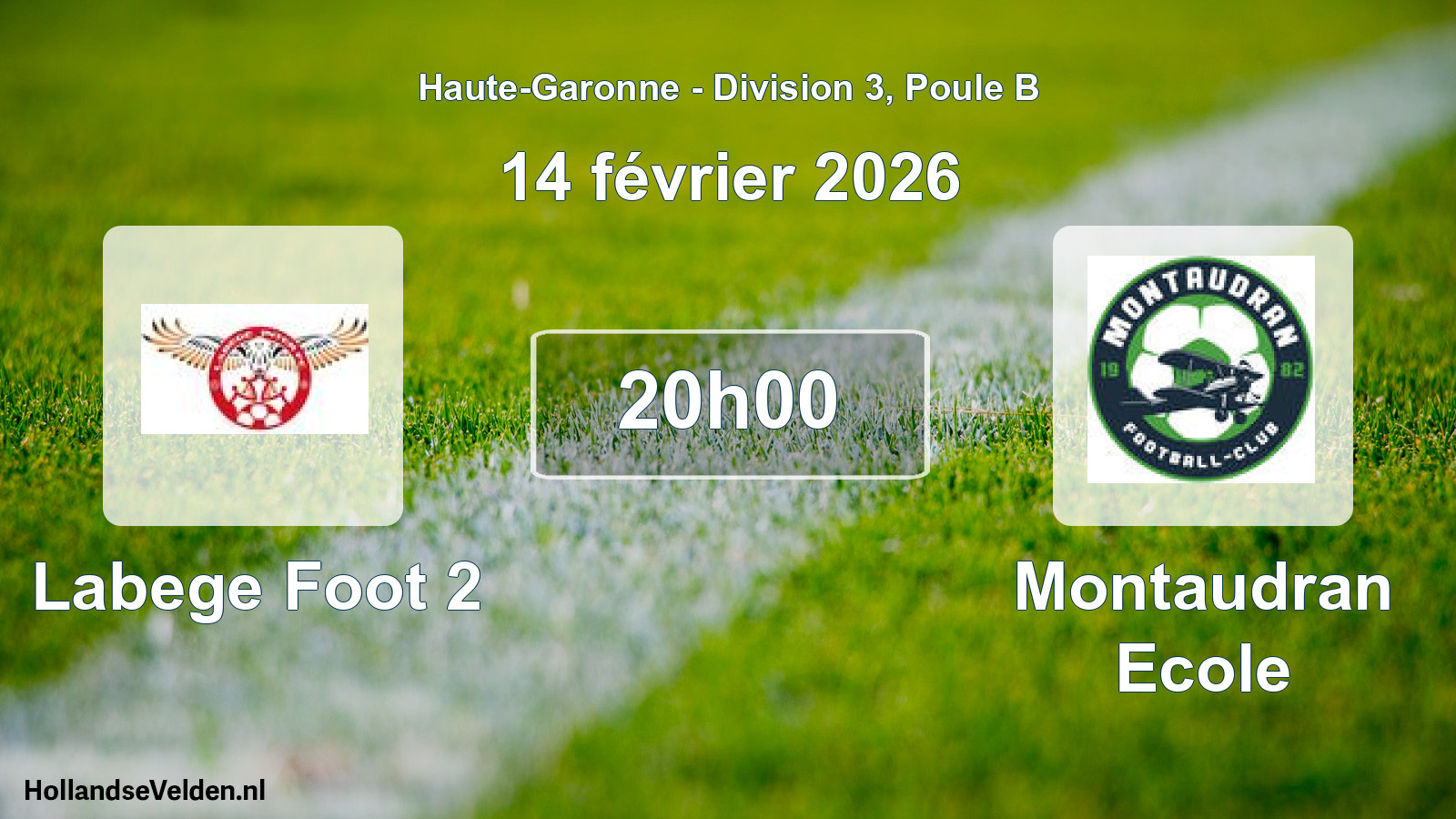 Match programmé: Labege Foot 2 - Montaudran Ecole (14 février 2026)