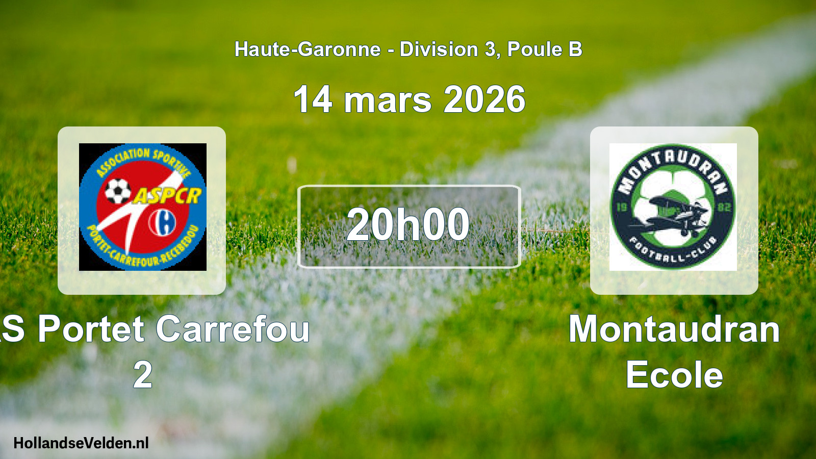 Match programmé: AS Portet Carrefou 2 - Montaudran Ecole (14 mars 2026)