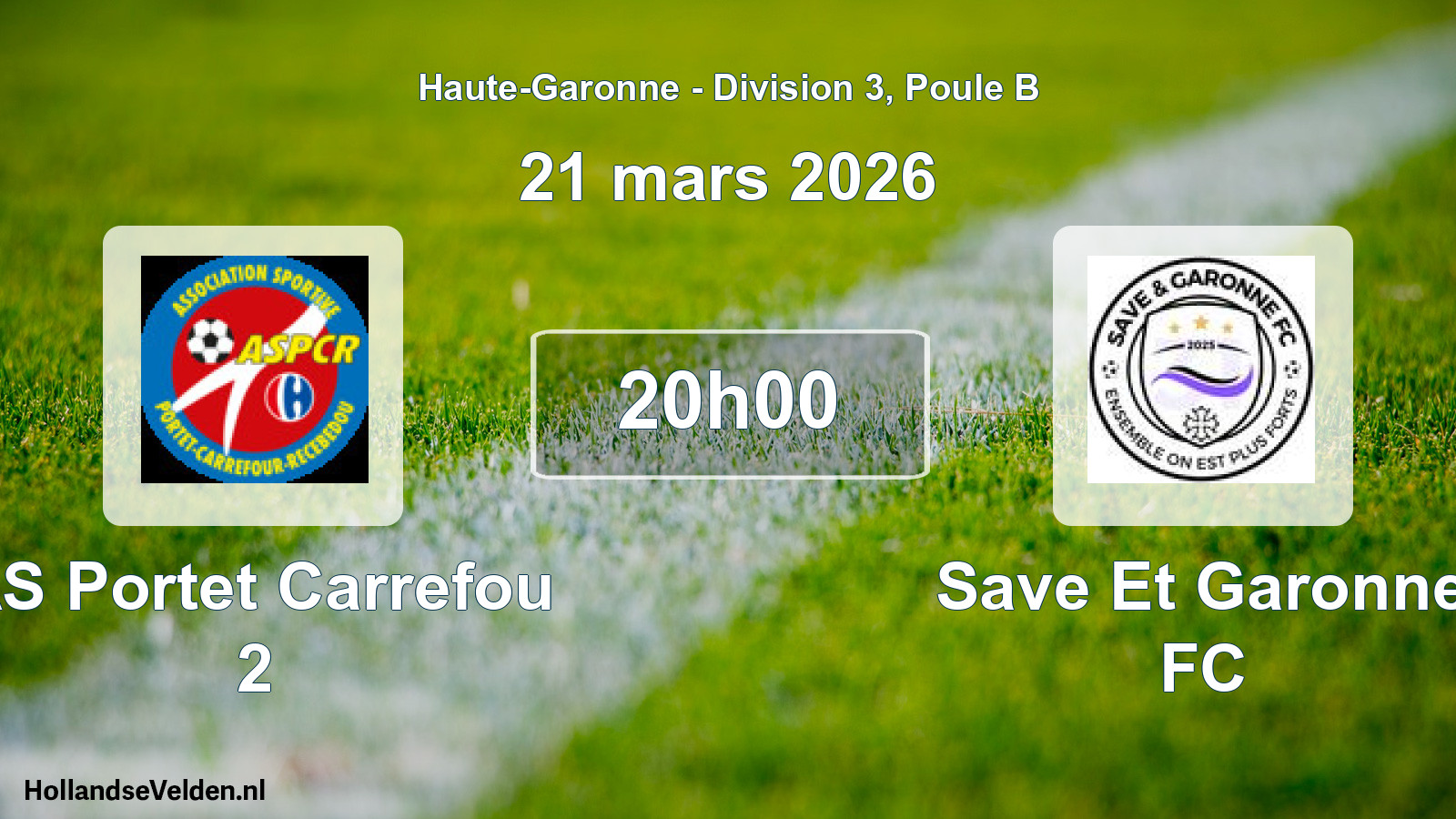 Match programmé: AS Portet Carrefou 2 - Save Et Garonne FC (21 mars 2026)