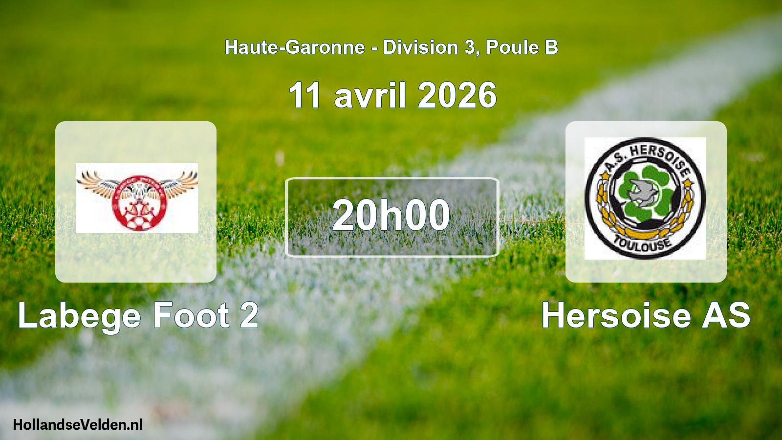 Match programmé: Labege Foot 2 - Hersoise AS (11 avril 2026)