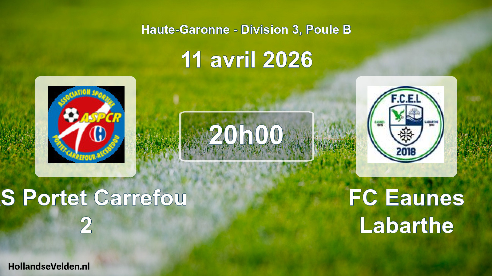 Match programmé: AS Portet Carrefou 2 - FC Eaunes Labarthe (11 avril 2026)