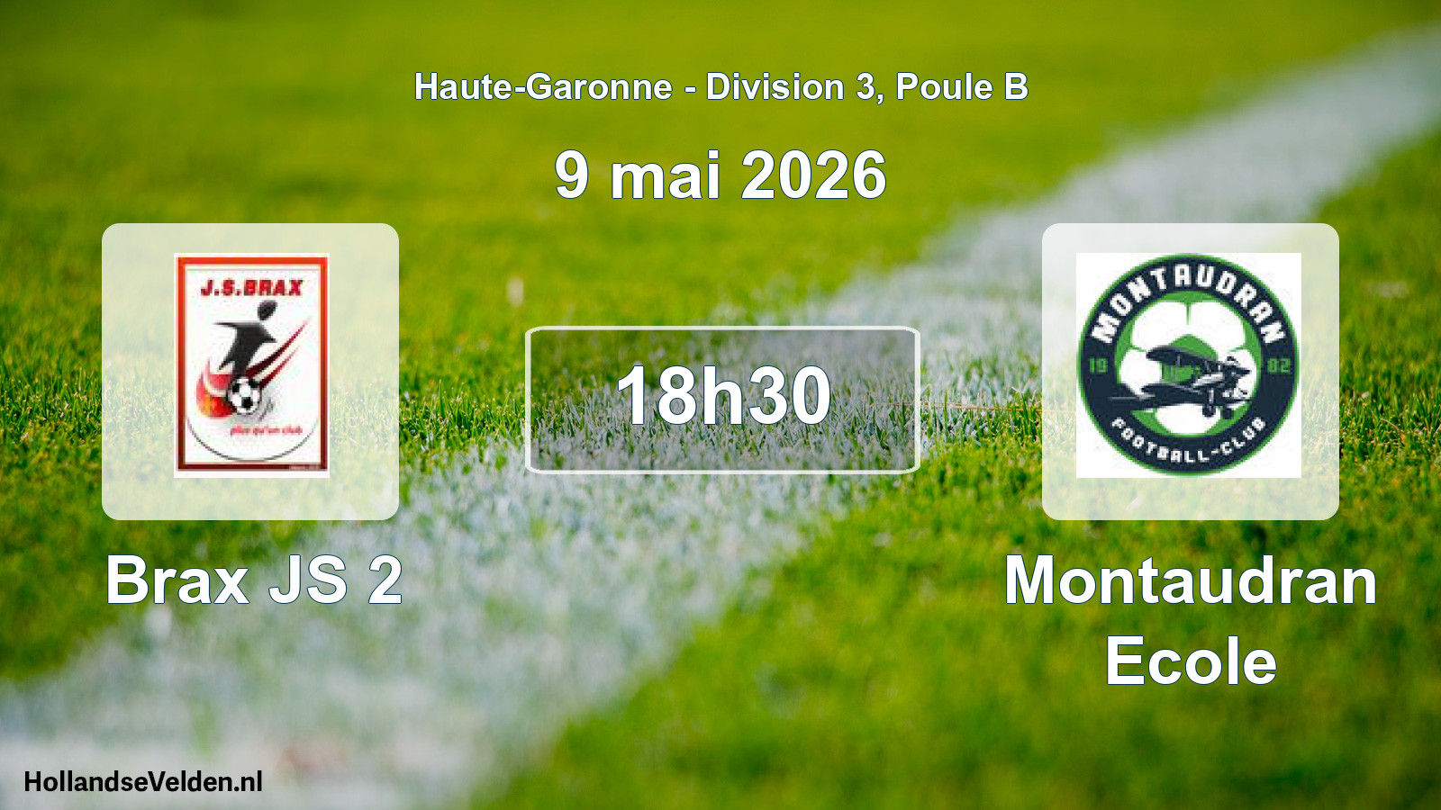 Match programmé: Brax JS 2 - Montaudran Ecole (9 mai 2026)