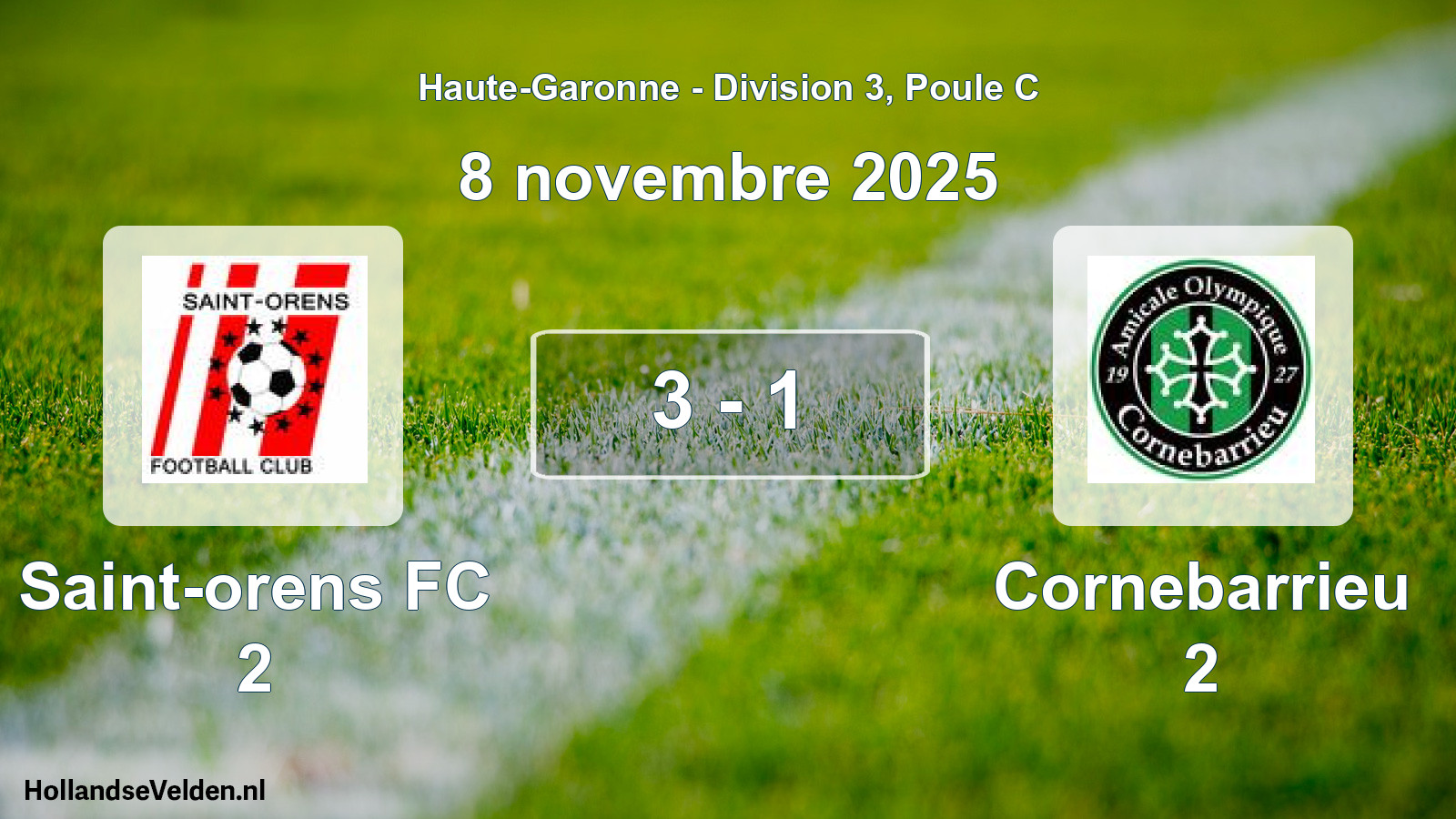 Total number of matches played: Saint-orens FC 2 - Cornebarrieu 2 3 - 1 (8 November 2025)