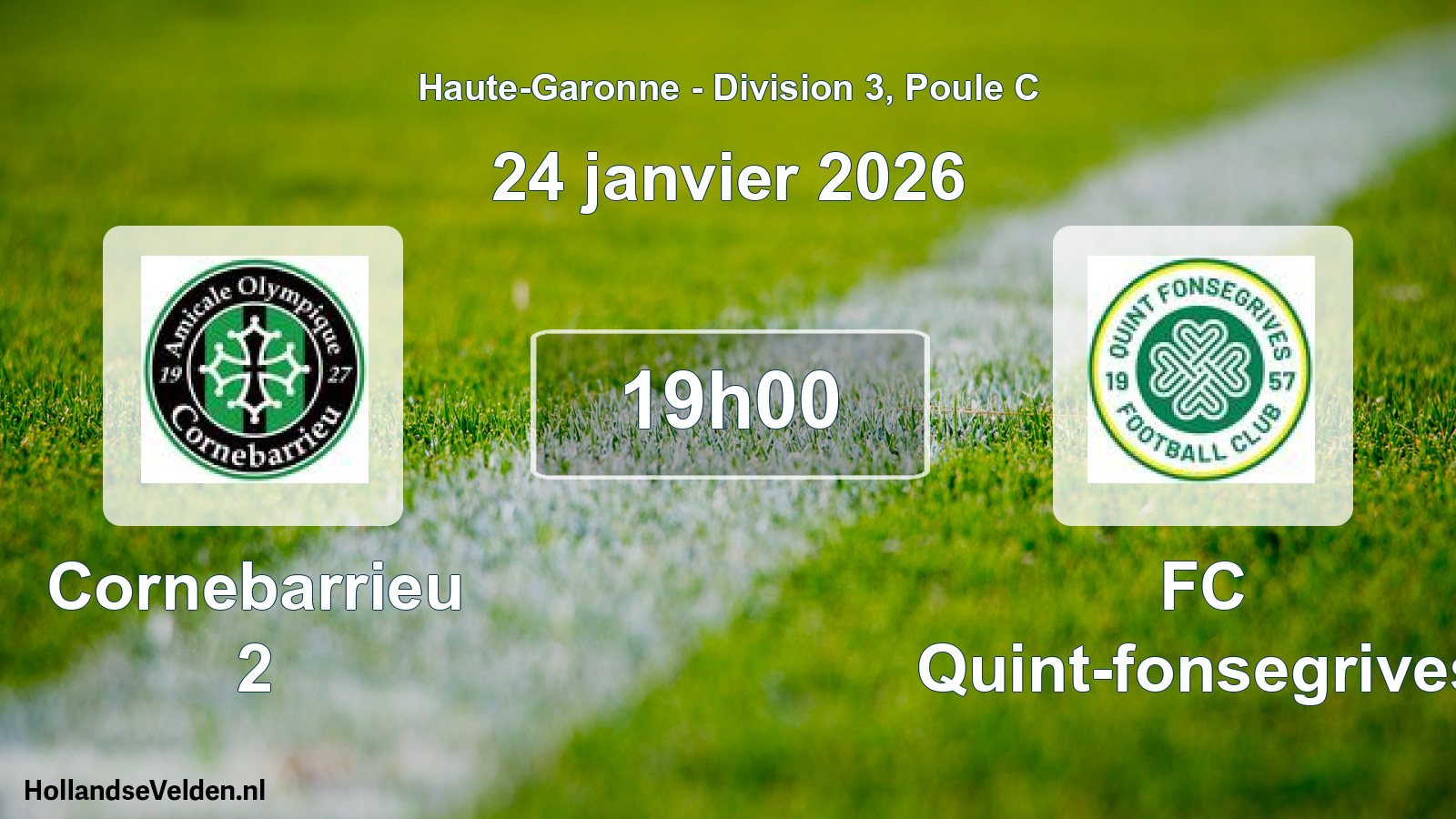 Scheduled Match: Cornebarrieu 2 - FC Quint-fonsegrives (24 January 2026)