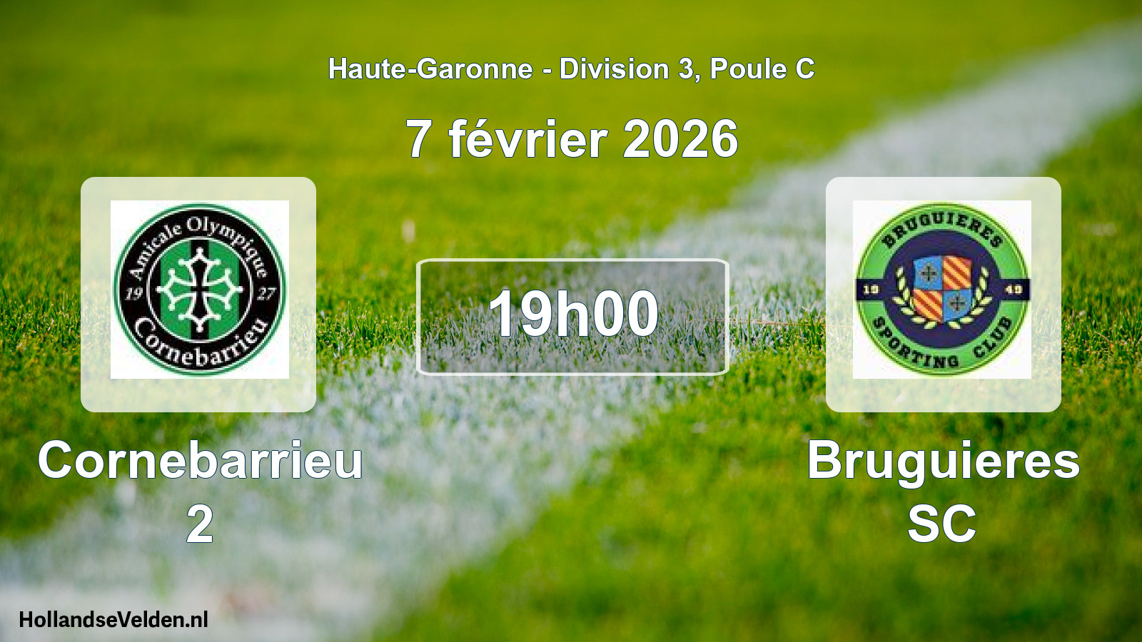 Match programmé: Cornebarrieu 2 - Bruguieres SC (7 février 2026)