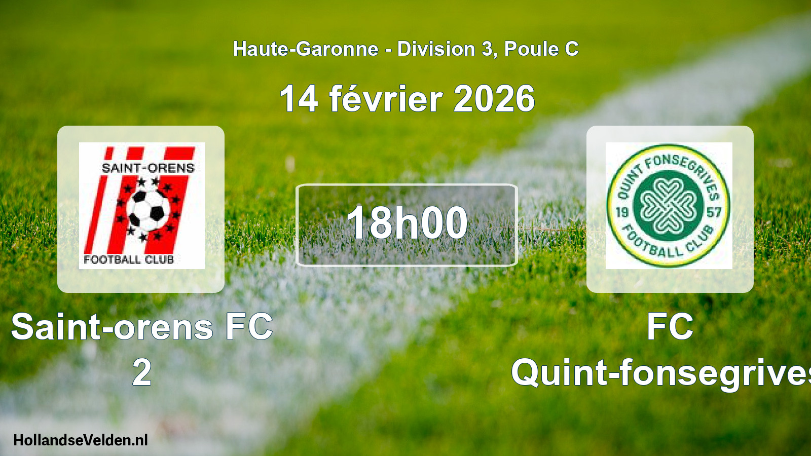 Match programmé: Saint-orens FC 2 - FC Quint-fonsegrives (14 février 2026)