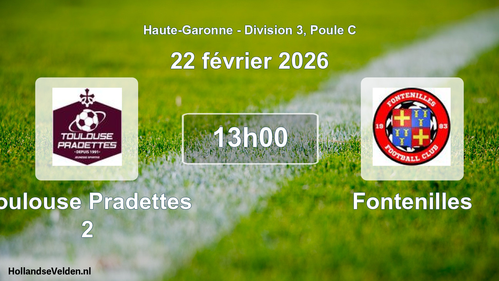 Match programmé: Toulouse Pradettes 2 - Fontenilles (22 février 2026)