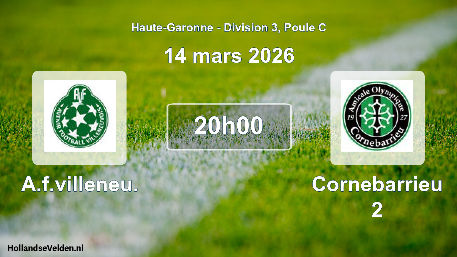 Match programmé: A.f.villeneu. - Cornebarrieu 2 (14 mars 2026)